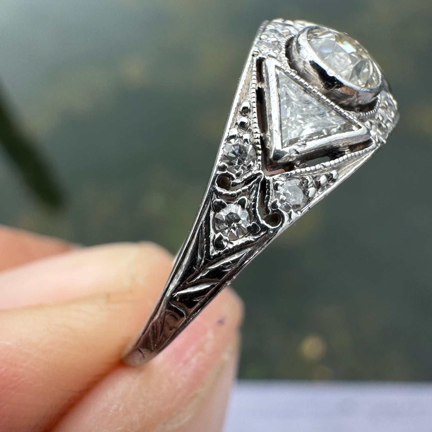 Antique Platinum 2.50ctw Natural Old Cut Diamond Ring (8)
