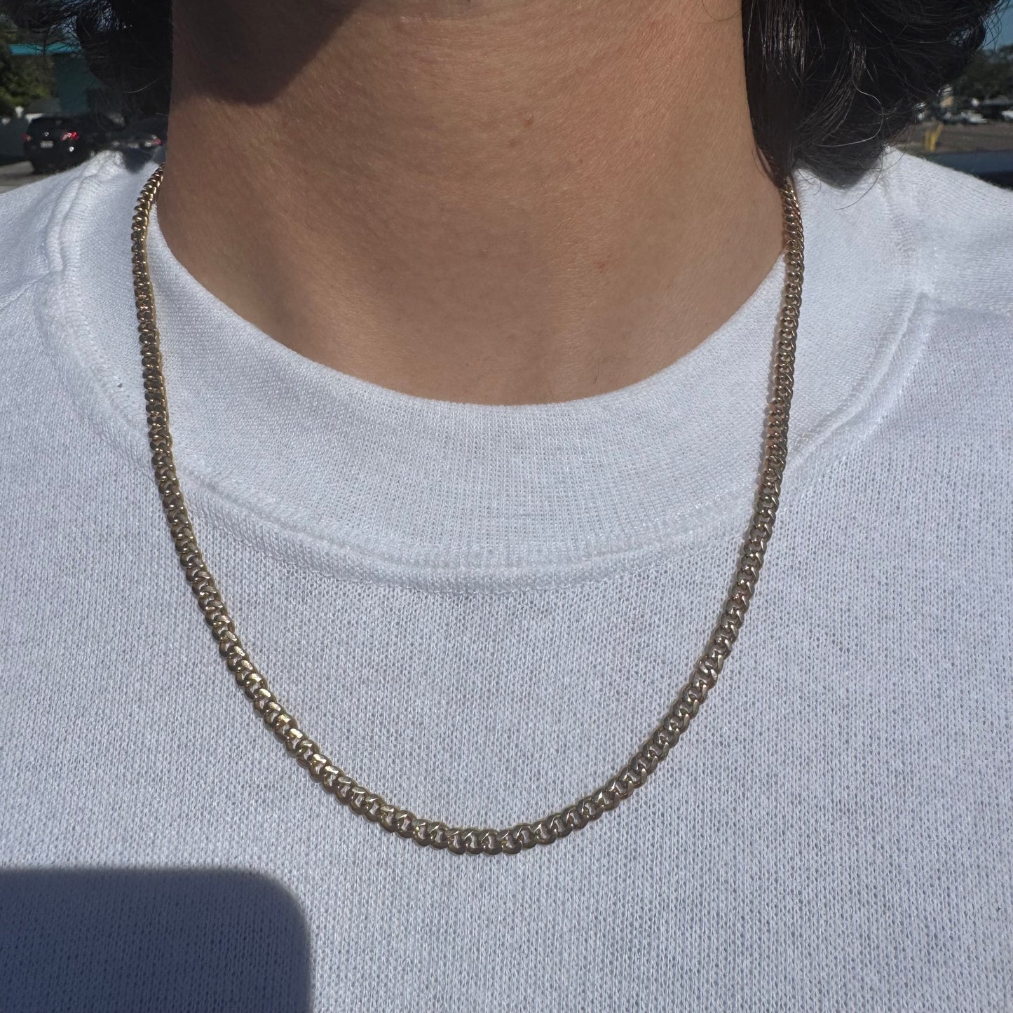 Mid-Century Solid 18k Yellow Gold Handcrafted Cuban Curb Link Necklace (21.25”)