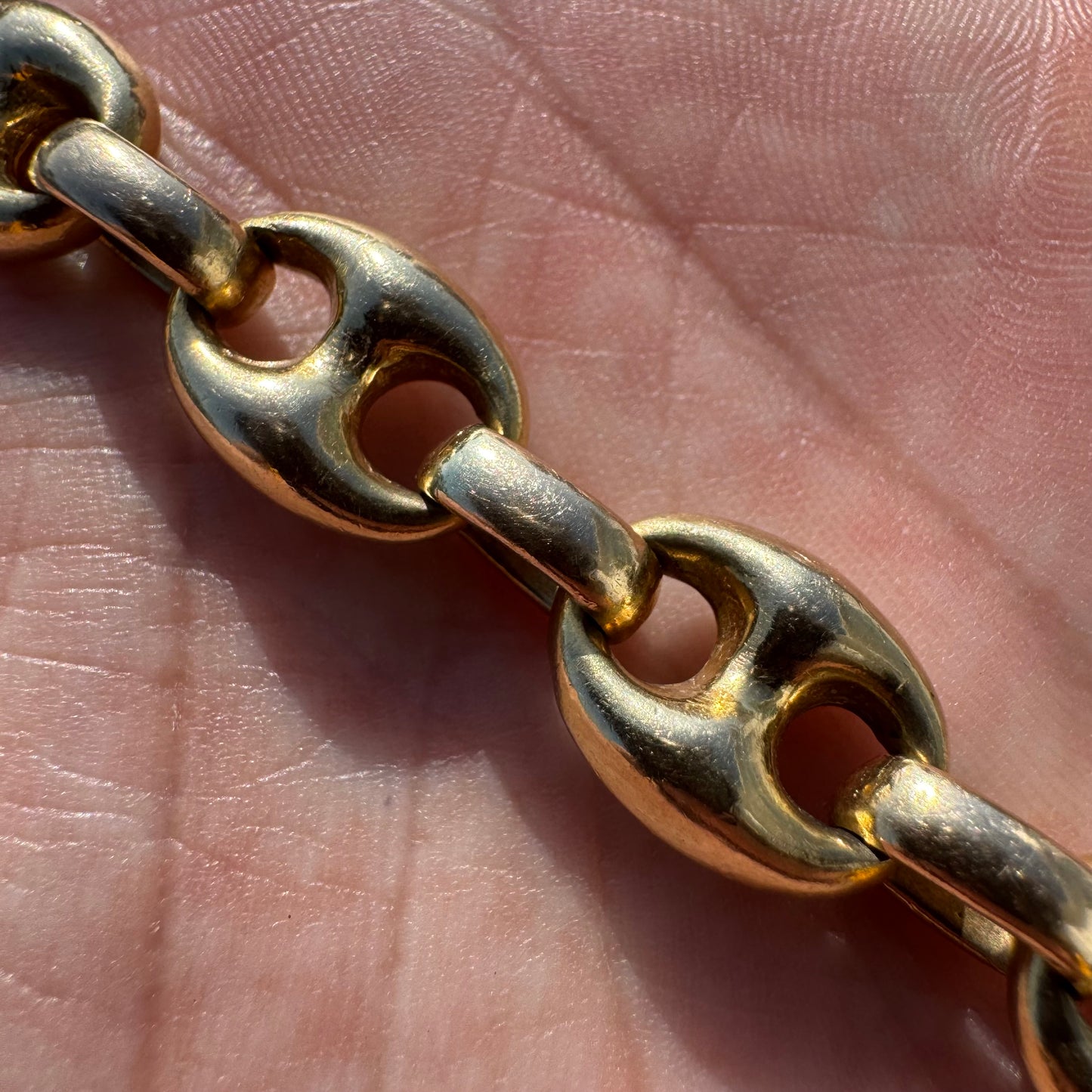 Vintage Fully Solid 14k Yellow Gold Super Heavyweight Puffed Mariner Link Bracelet (8.25”)