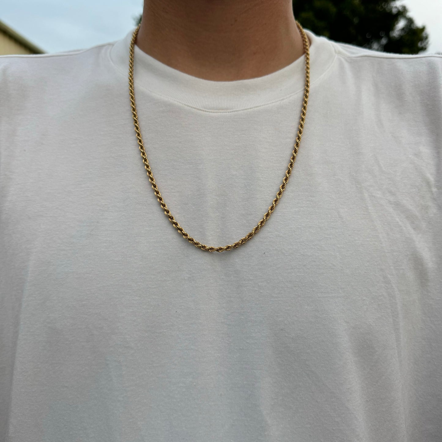 Mid-Century UnoAErre 18k Italian Yellow Gold Chunky Rope Chain Necklace (24”)