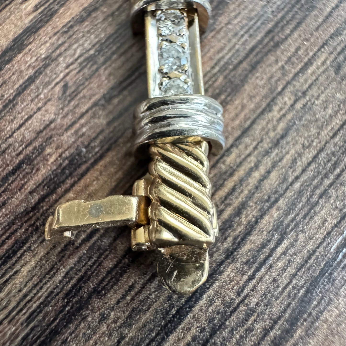 Vintage Solid 14k Two-Tone Gold 1.20ctw Natural Diamond Bracelet (7.25”)