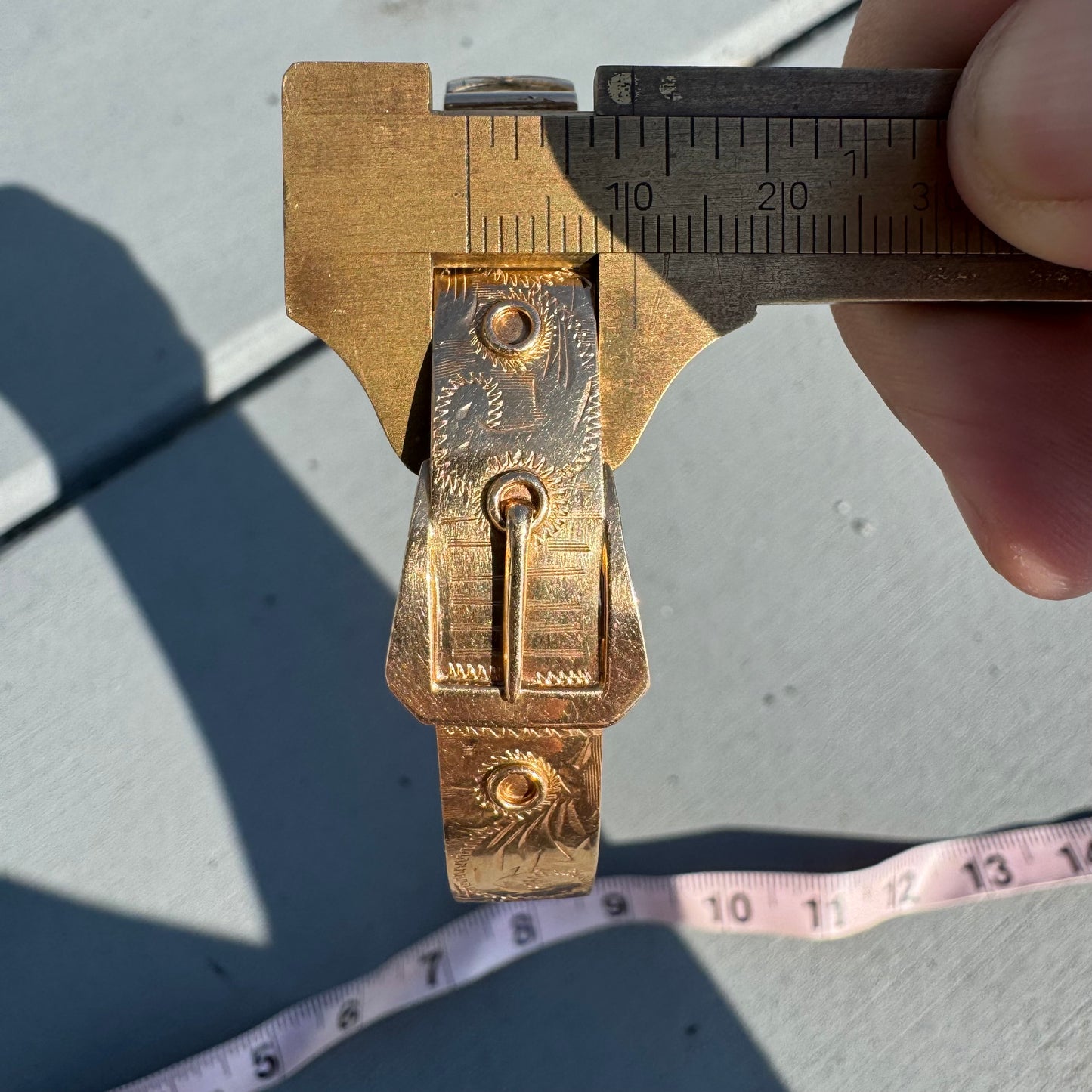 1921 Kaden Bros. 14k Yellow Gold Belt Buckle Bangle Bracelet (7.5”)