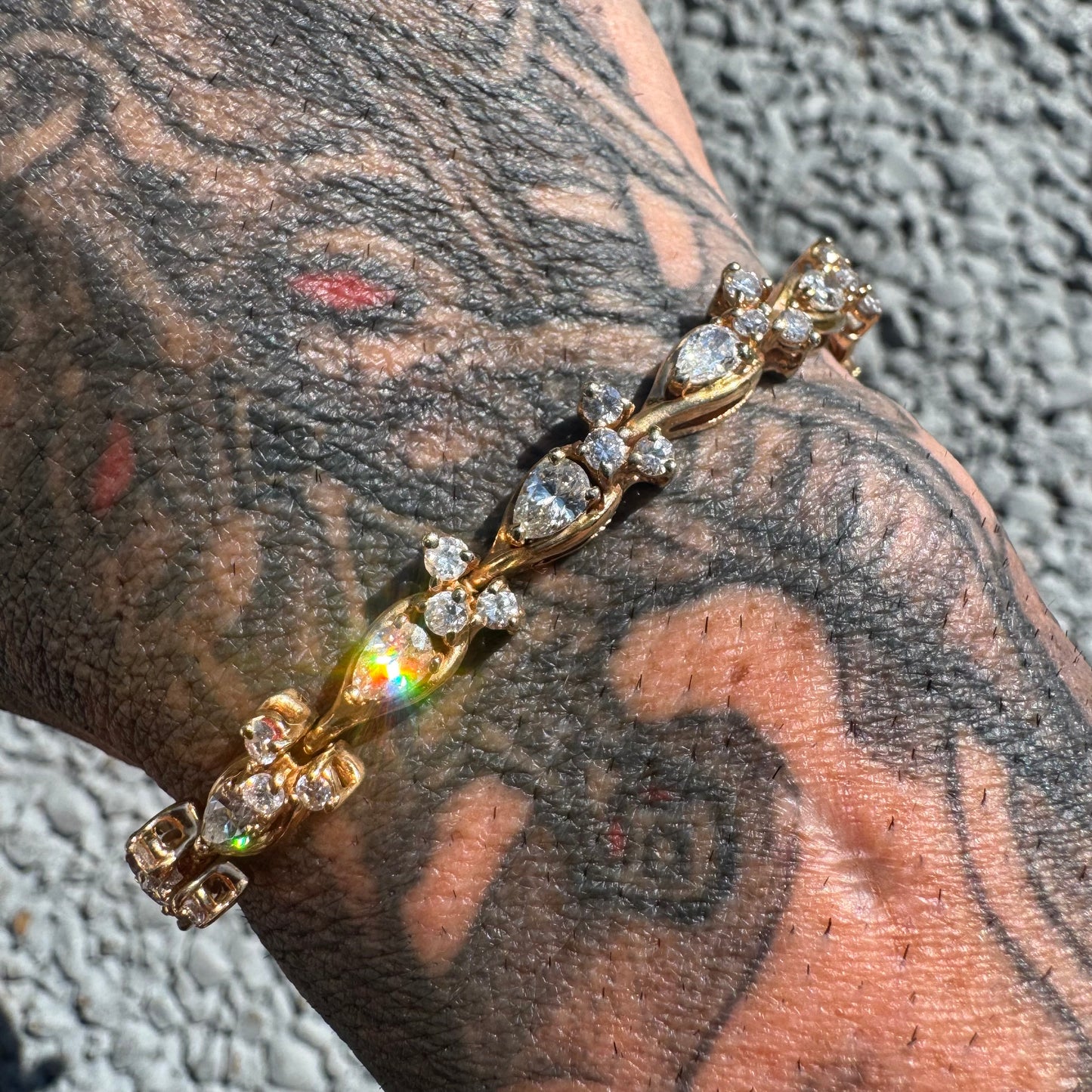 Vintage Solid 14k Yellow Gold 6.0ctw Natural Diamond Bracelet (7”)