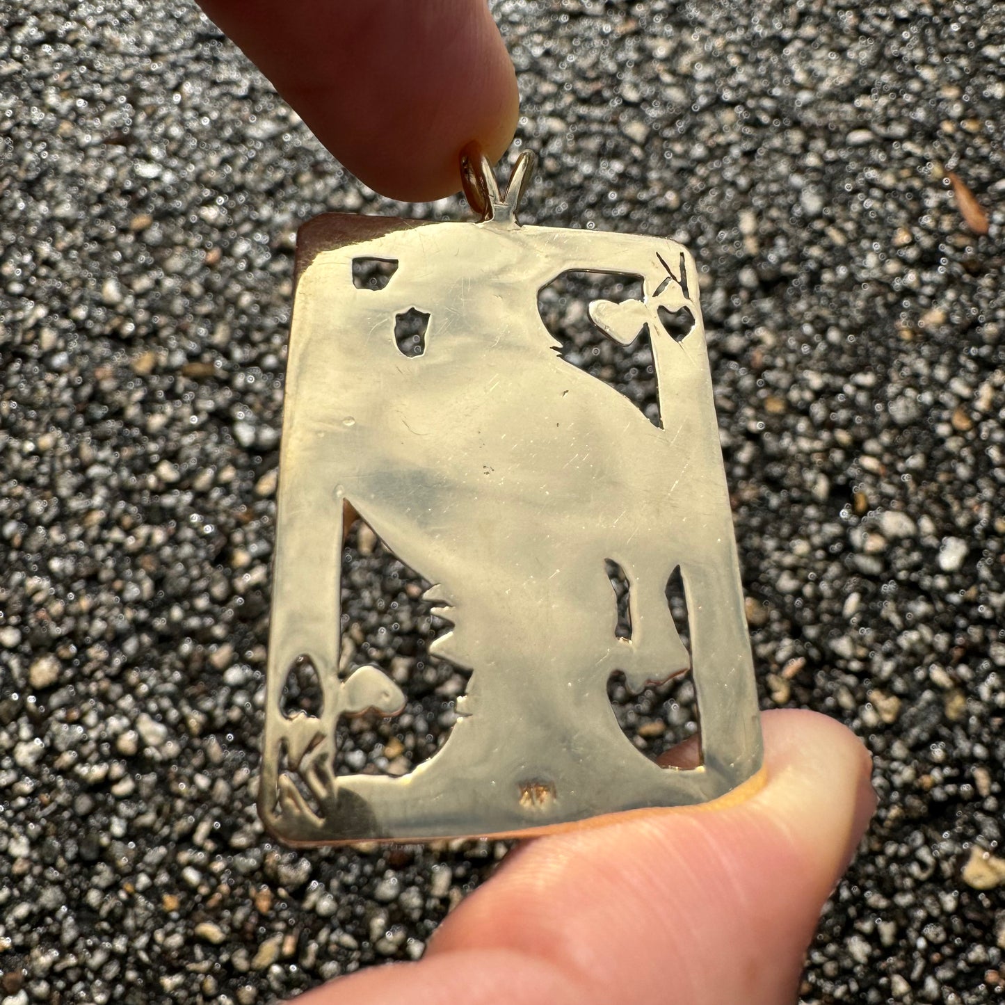 Vintage Solid 14k Yellow Gold Custom Hand Made Suicide King Pendant