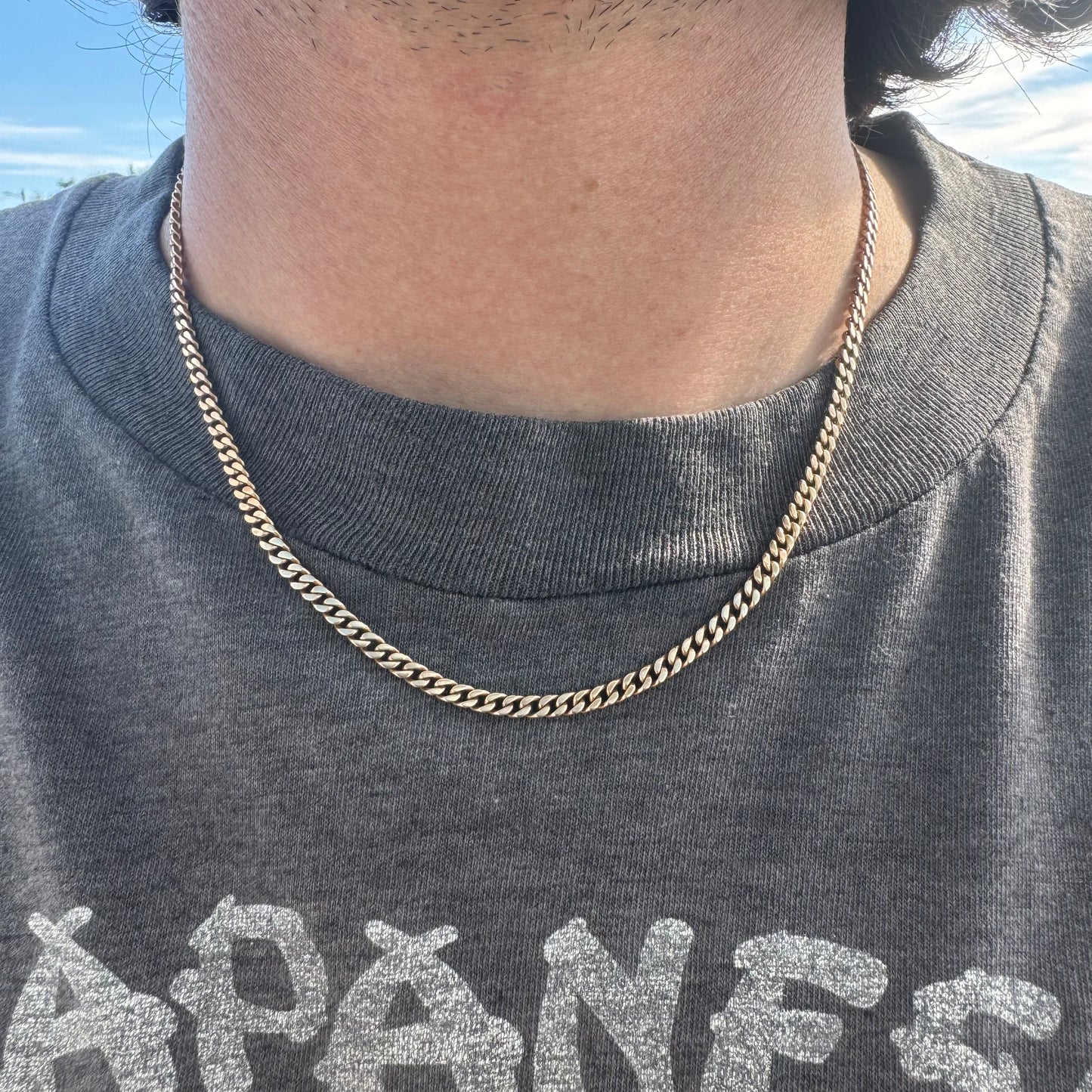 Antique Solid 14k Yellow Gold Cuban Curb Link Watch Chain Necklace (18”)