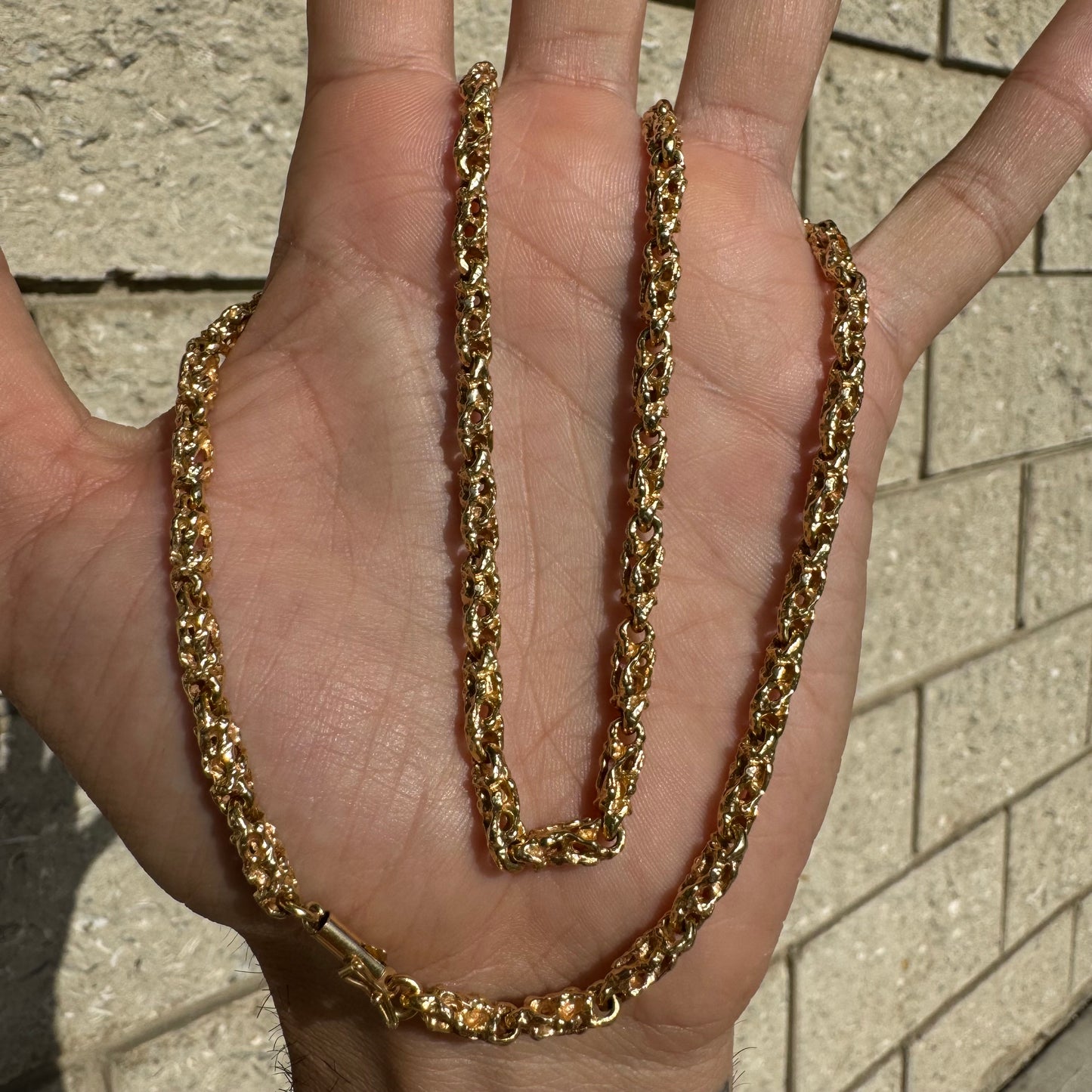 1970’s Solid 14k Yellow Gold Heavyweight Nugget Link Necklace (20.25”)