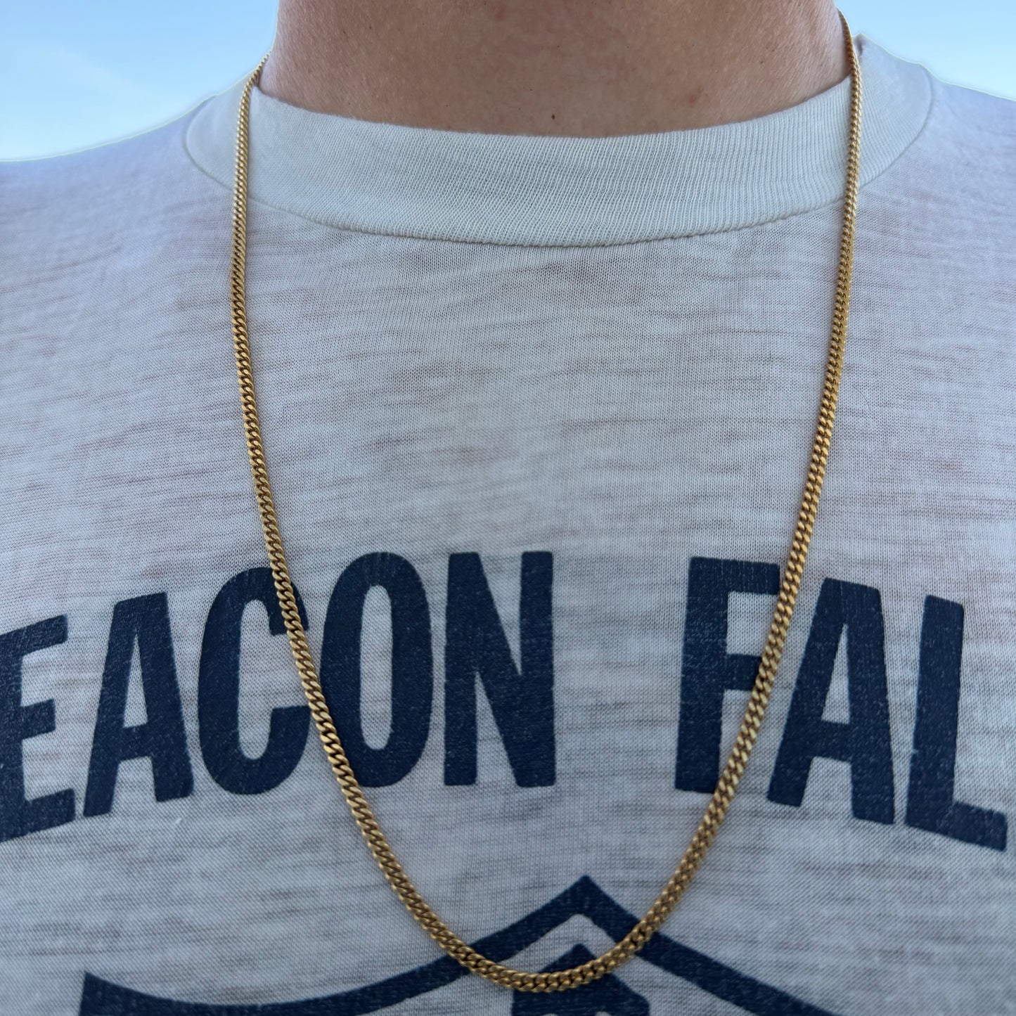 Mid-Century UnoAerre Solid 18k Yellow Gold Classic Cuban Curb Link Necklace (24”)