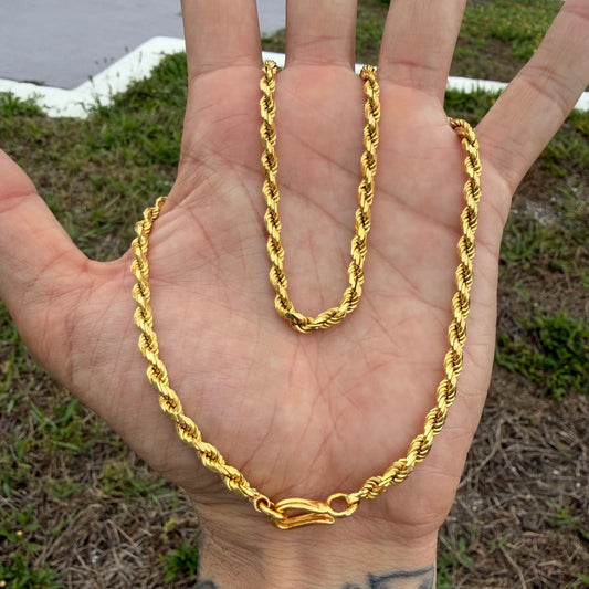 Vintage London Hallmarked Solid 22k Yellow Gold Diamondcut Rope Chain Necklace (18.5”)