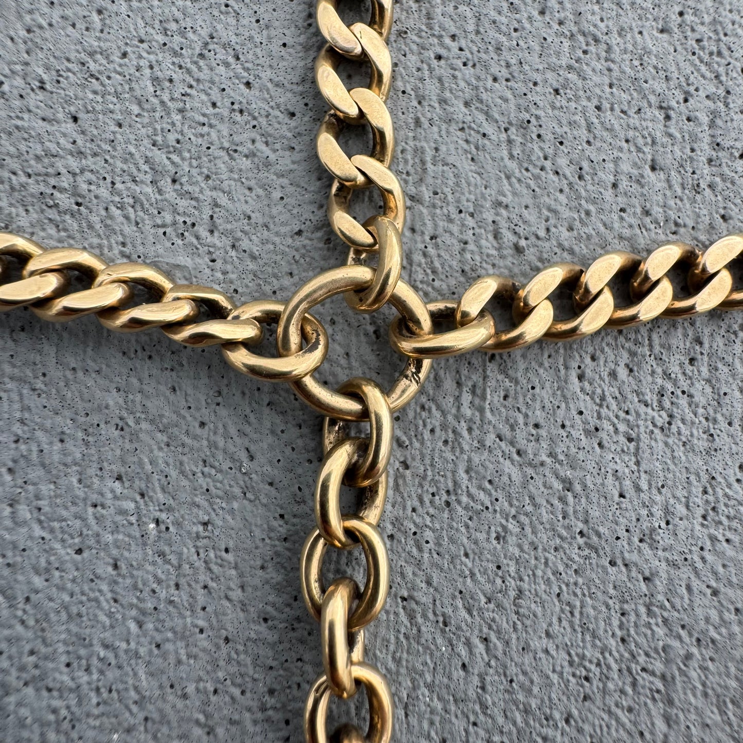 Antique Solid 14k Yellow Gold Double Dog Clip Curb Link Albert Watch Chain Necklace (21”)