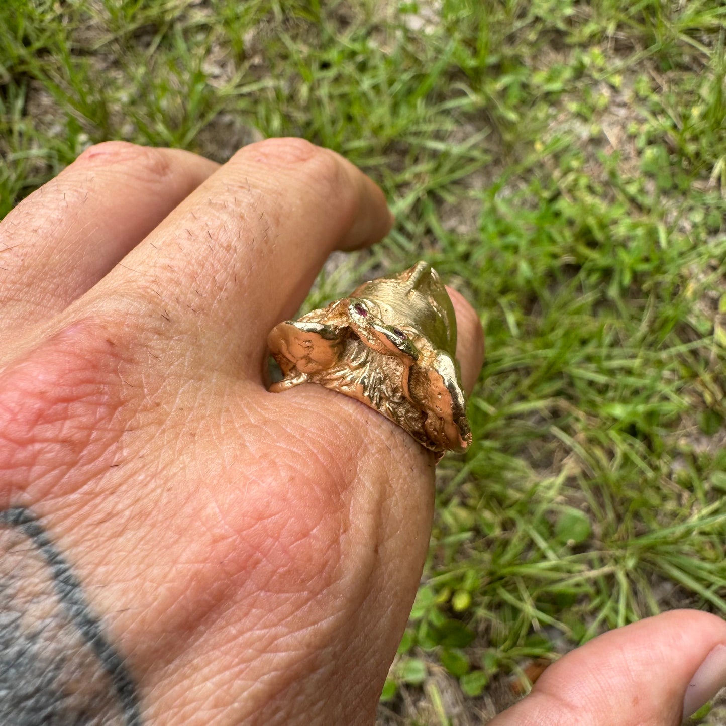 Vintage Solid 14k Yellow Gold Large Heavyweight Medusa Rodanini Ring (9)