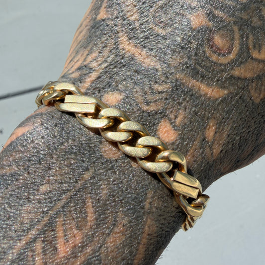 Vintage Solid 14k Yellow Italian Gold Super Heavyweight Tony Soprano Link Bracelet (8”)