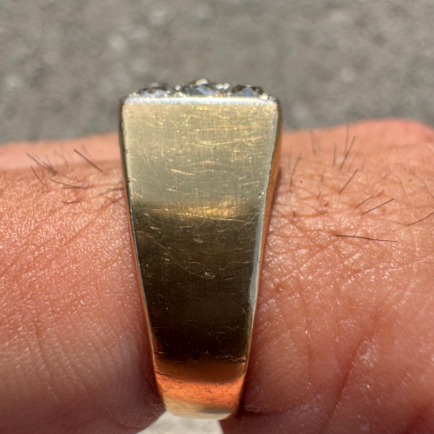Antique 18k Yellow Gold 1.35ctw Natural Old Mine Cut Diamond Cluster Gents Ring (10.75)