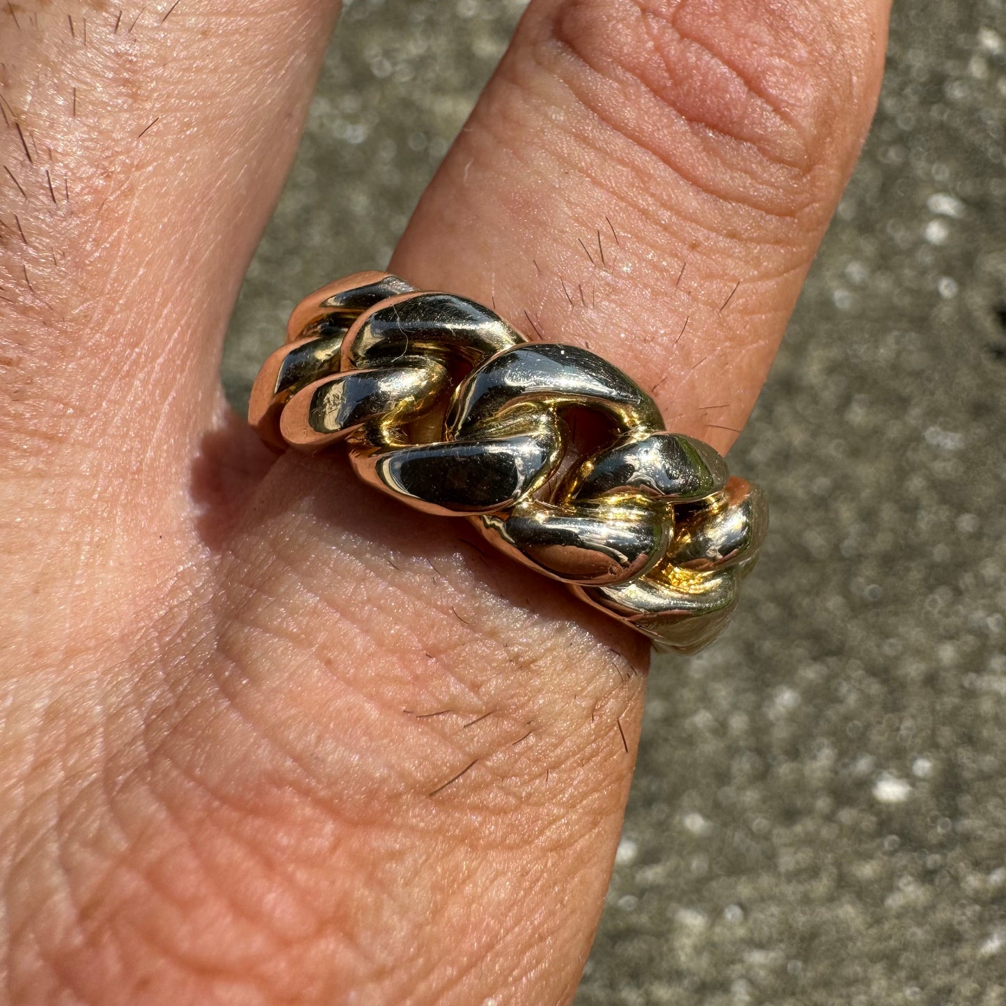 Immaculate Custom Solid 10k Yellow Gold Heavyweight Chunky Miami Cuban Link Ring (8.25)