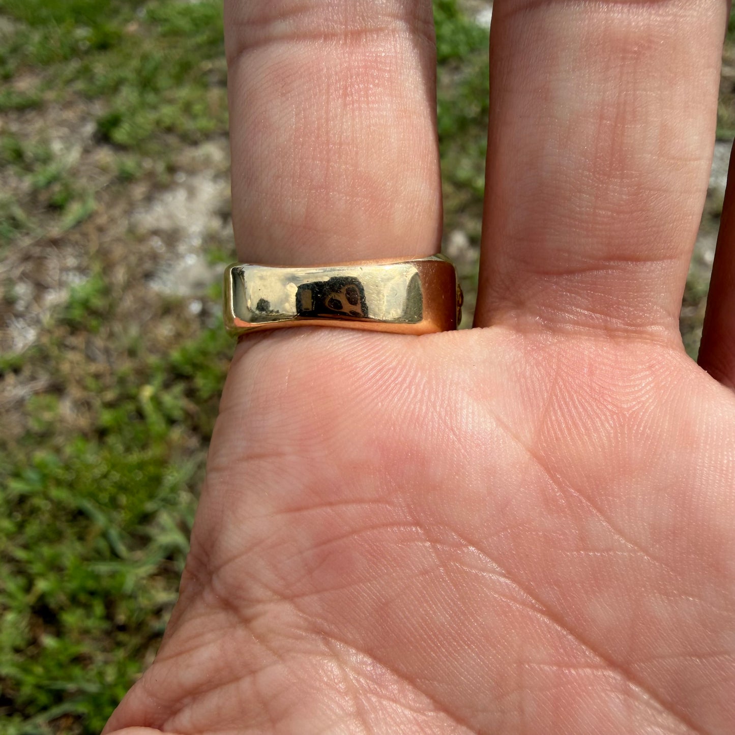 Vintage Solid 14k Yellow Gold Raw 22k Nugget Gold Bearing Quartz Signet Ring (10)
