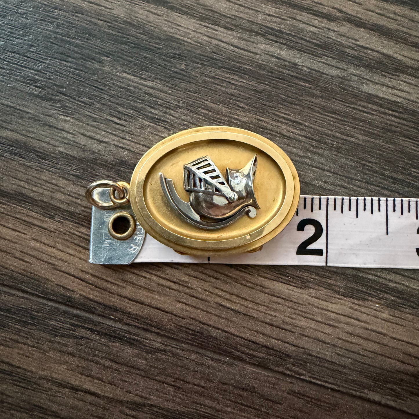 Victorian Solid 18k Yellow Gold/Platinum Large Medieval Burgonet Helmet Locket Pendant