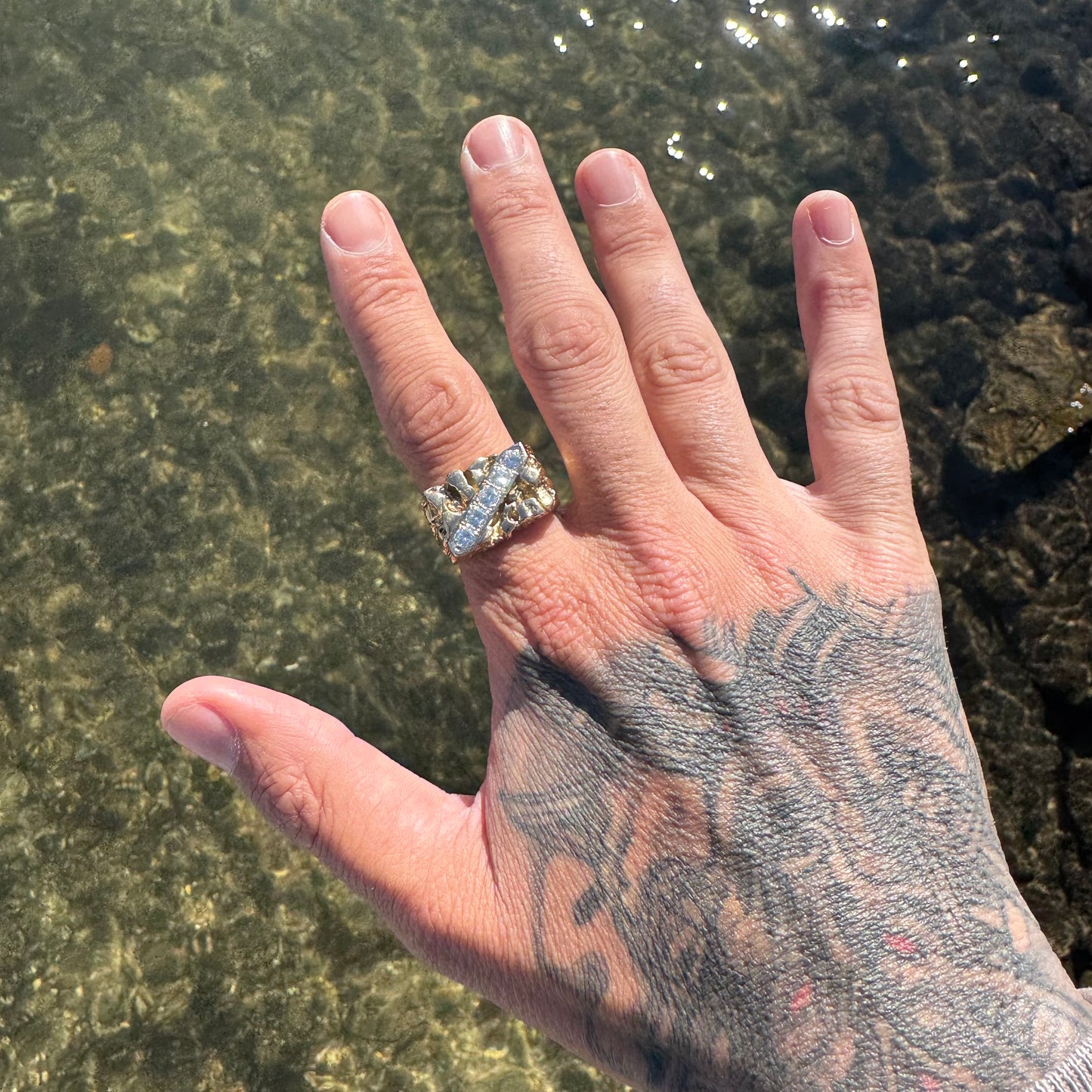 1980’s Solid 14k Yellow Gold 1.25ctw Natural Diamond Nugget Ring (11)