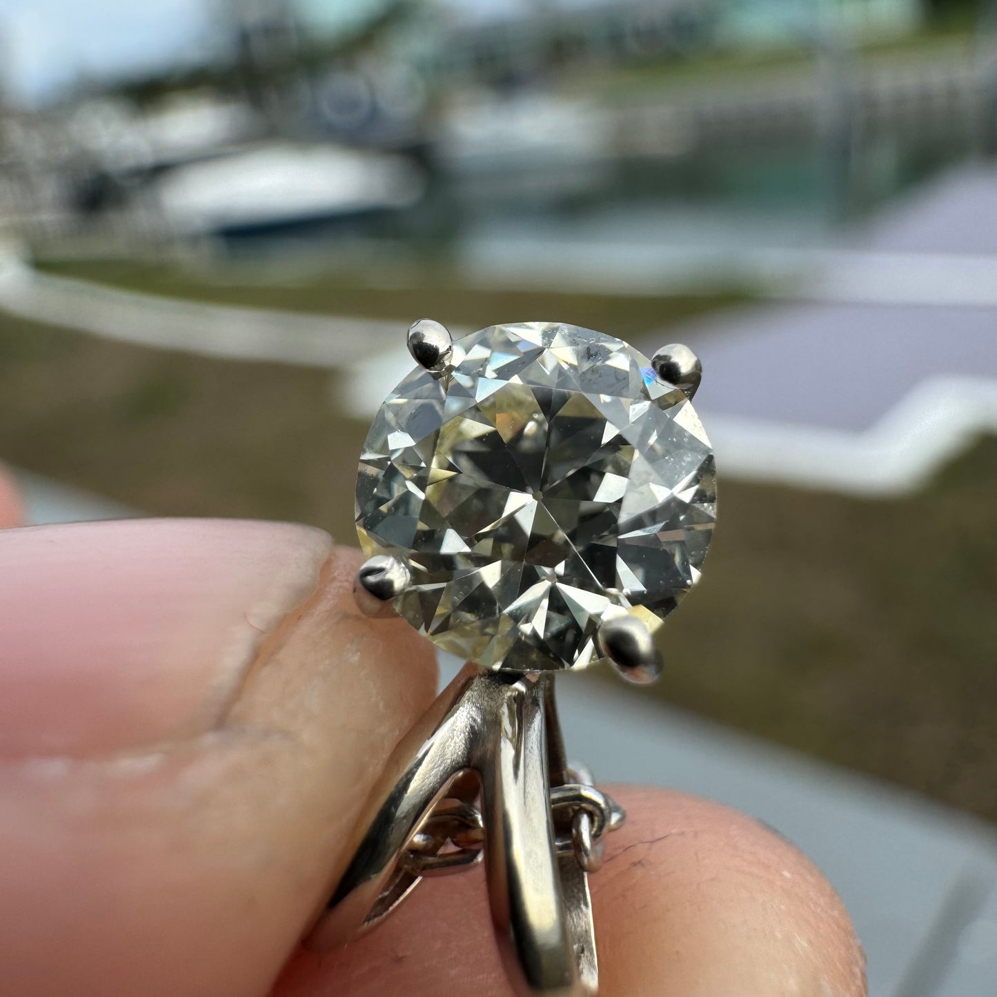 Antique 1.0ct Old Euro Cut Natural Diamond Solitaire Solid 14k White Gold Necklace (18”)