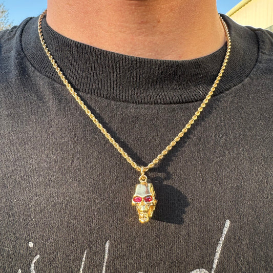 Custom 18k Yellow Gold Reaper Deaths Head Skull Pendant
