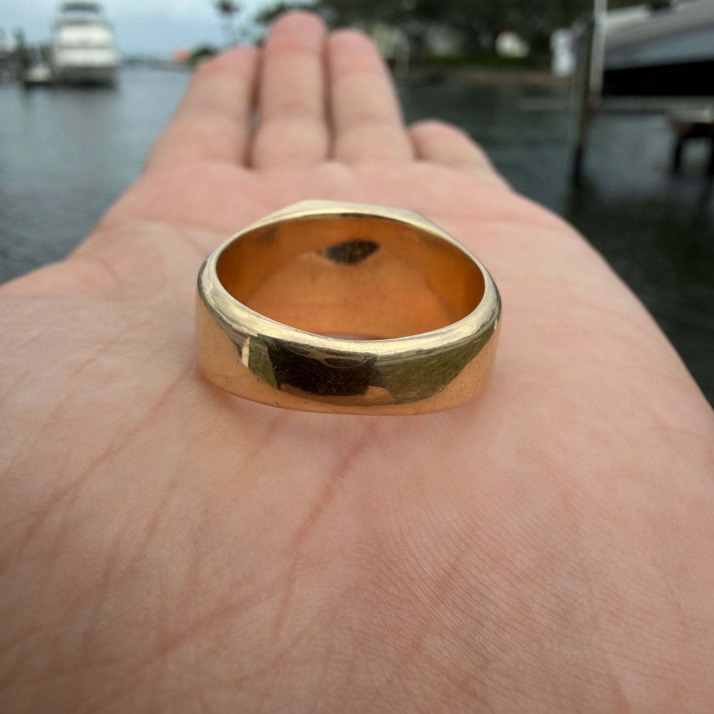 Vintage Solid 14k Yellow Gold Raw 22k Nugget Gold Bearing Quartz Signet Ring (10)