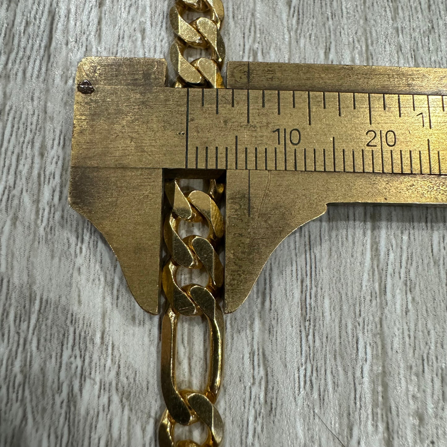 Vintage Solid 14k Yellow Gold Knife Edged Heavyweight Figaro Necklace (20”)