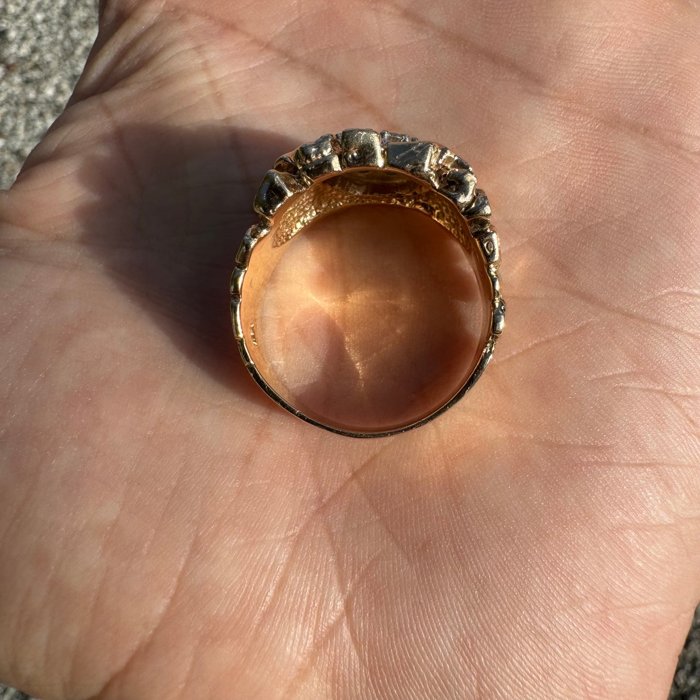 1970’s Solid 14k Yellow Gold .50ctw Natural Diamond Kentucky Cluster Nugget Ring (12.75)