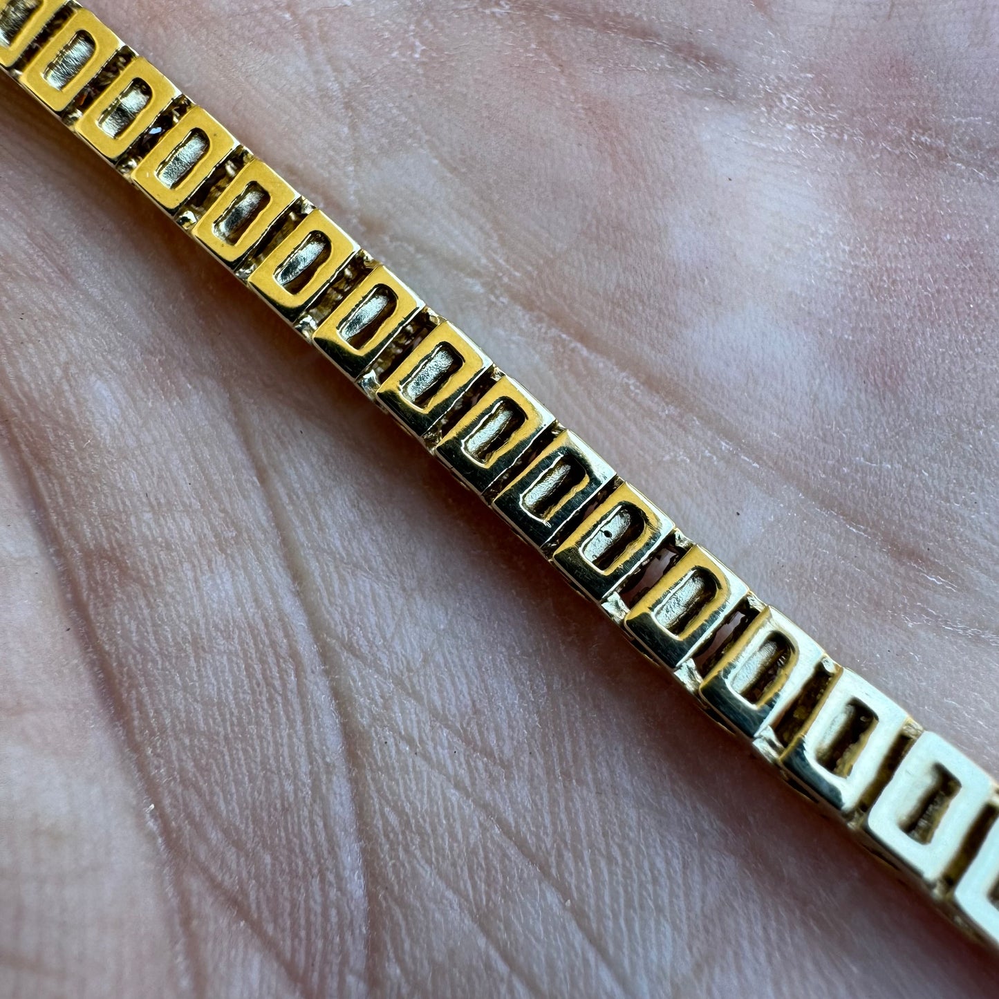 Vintage 14k Yellow Gold 4.13CTW Natural Channel Set Diamond Tennis Bracelet (6.65”)