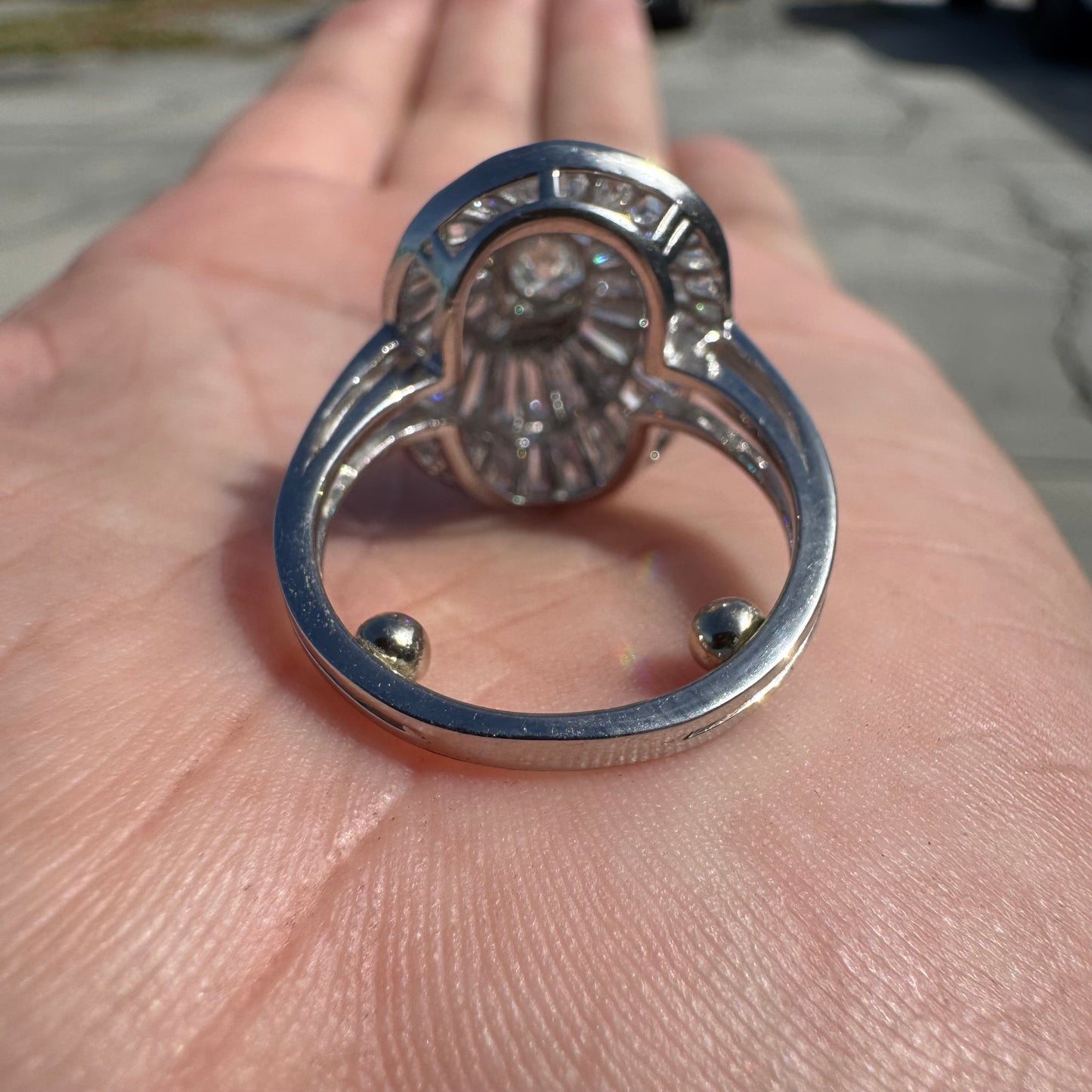 Art Deco Oscar Heyman Bros. Solid Platinum 3.8ctw Natural VS1 Diamond Cocktail Ring (5)