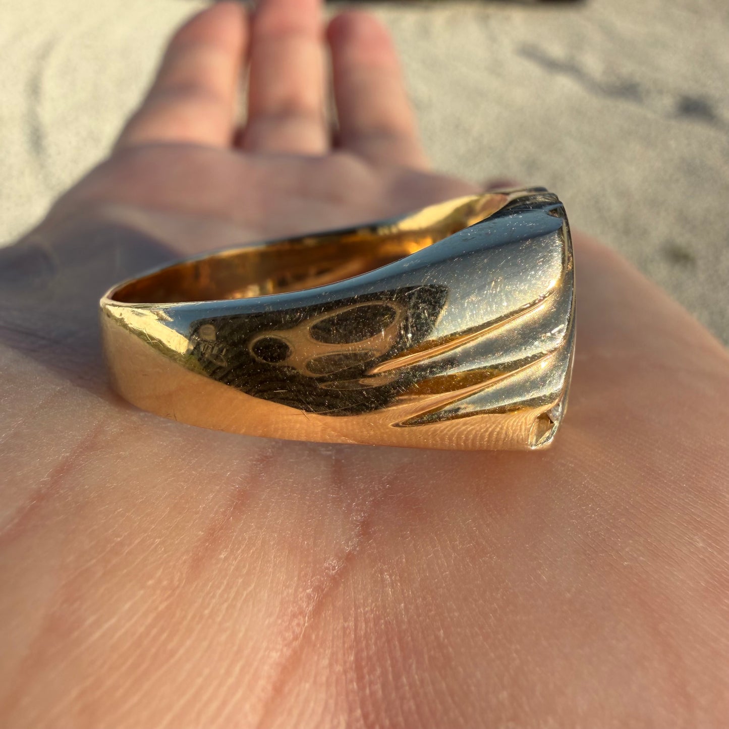 Vintage Solid 14k Yellow Gold .50ctw Natural Diamond Gold Bearing Quartz Signet Ring (13.5)