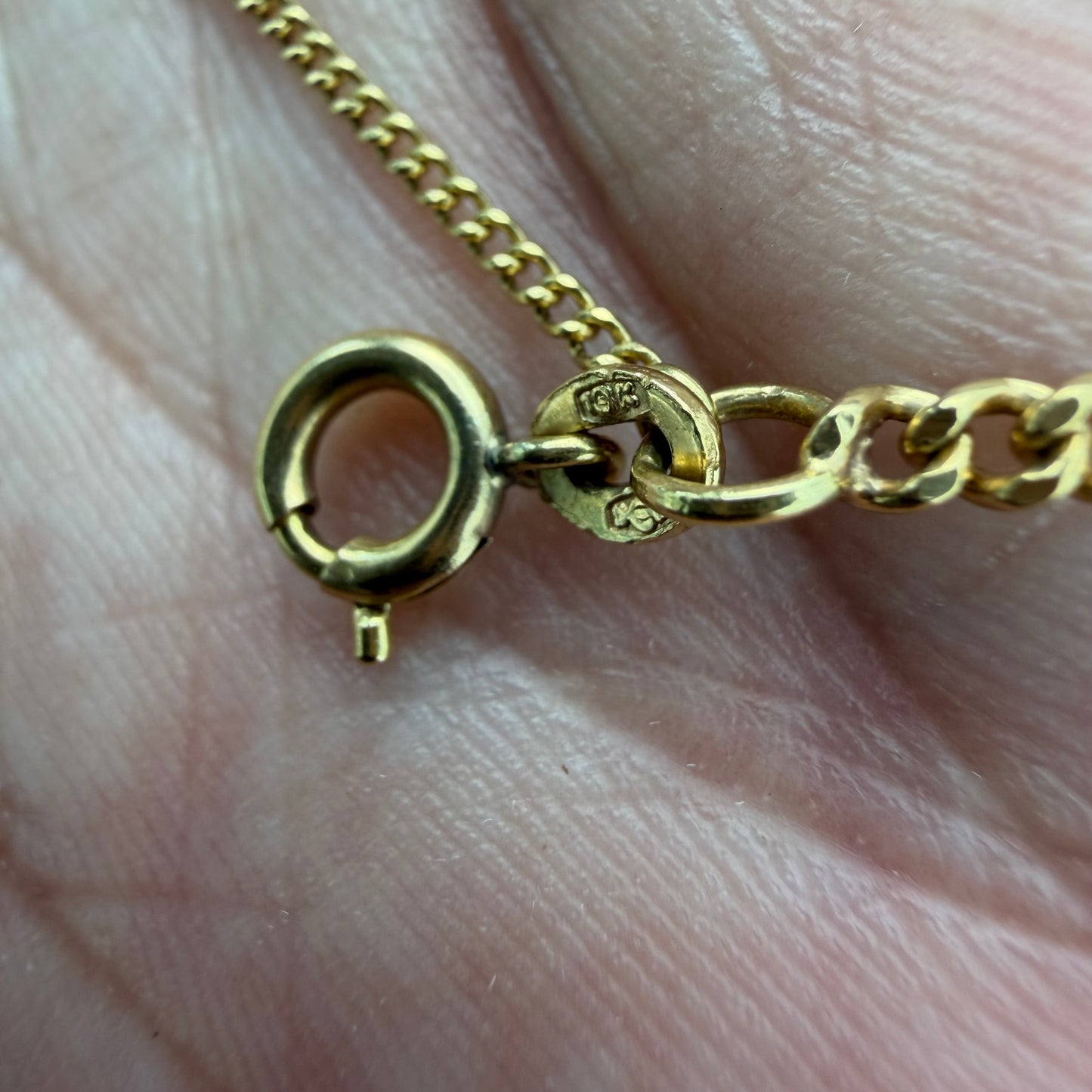 Art Deco Solid 18k Yellow Gold Cuban Curb Link Necklace By Griffith & Sons Co. (20”)