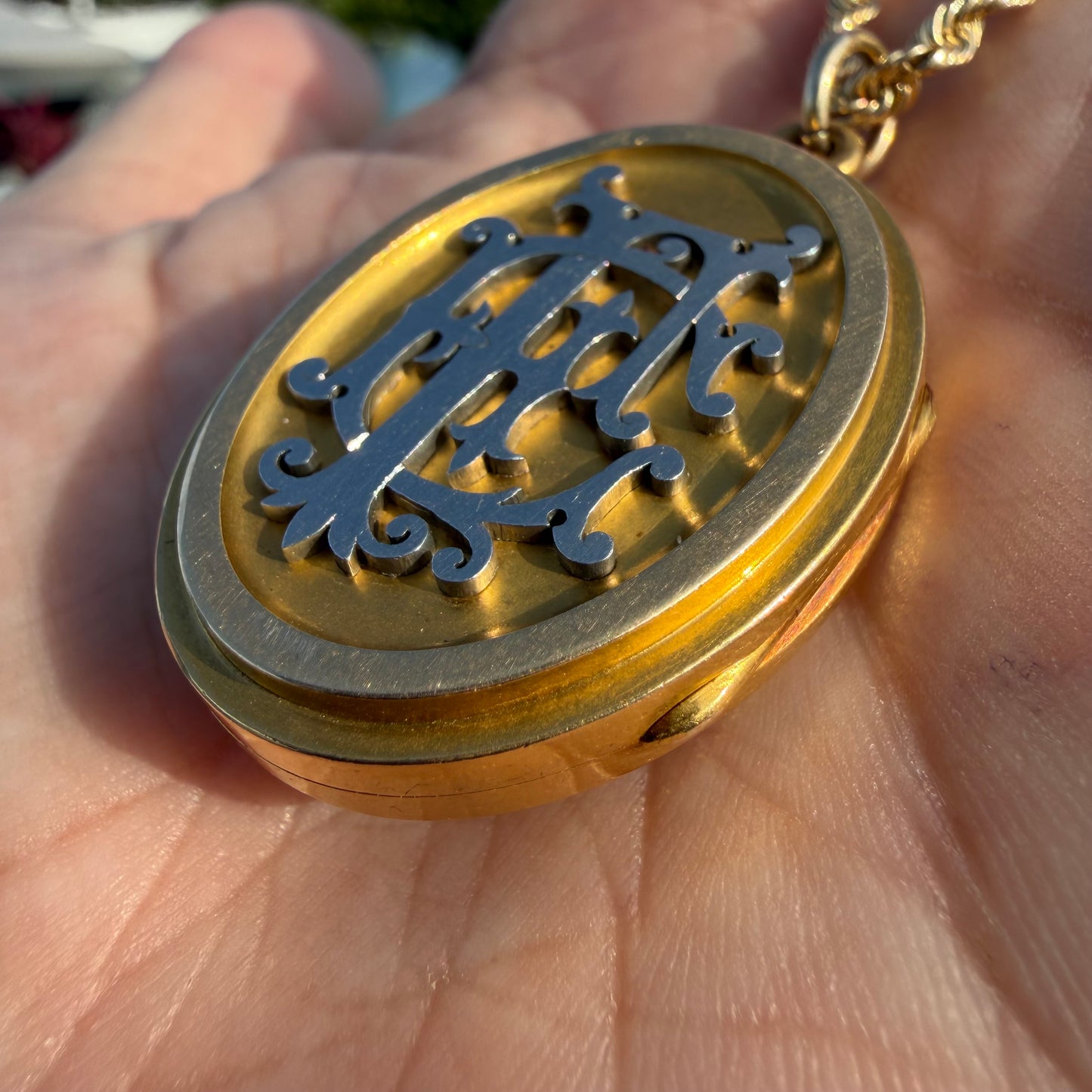 Victorian Solid 18k Yellow Gold/Platinum Large Medieval Burgonet Helmet Locket Pendant