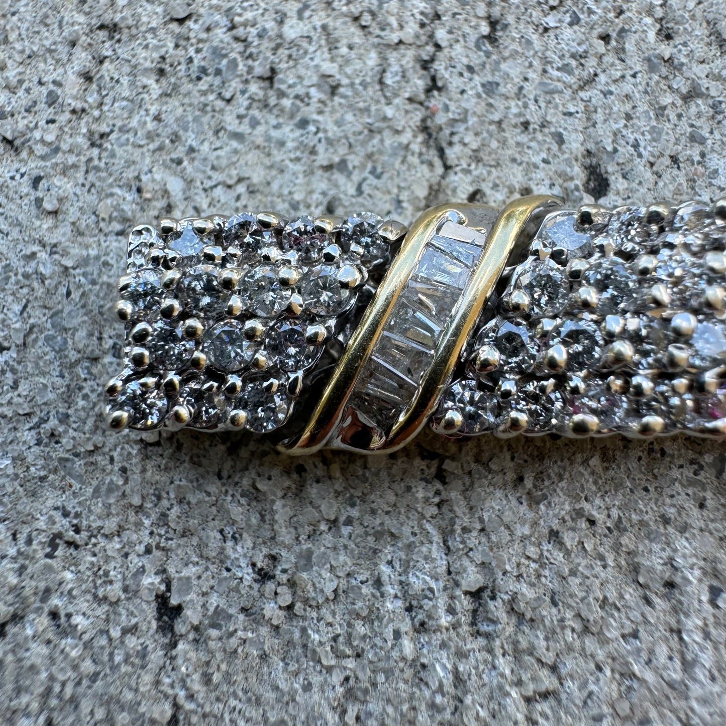 1990’s Two-Tone 14k Gold 7.55CTW Natural Diamond Bracelet (7.15”)