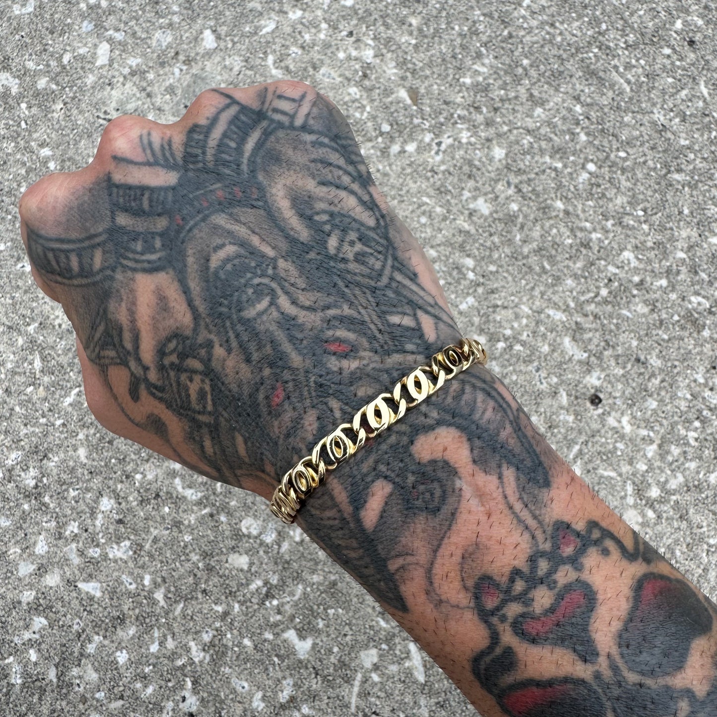 Vintage Solid 14k Italian Yellow Gold Knife Edged Tigers Eye “Chanel Link” Bracelet (8.25”)