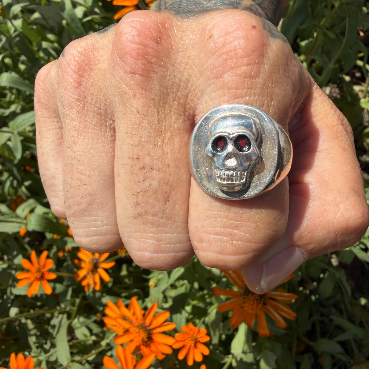 Mid-Century Sterling Silver Skull Signet Ring (13)
