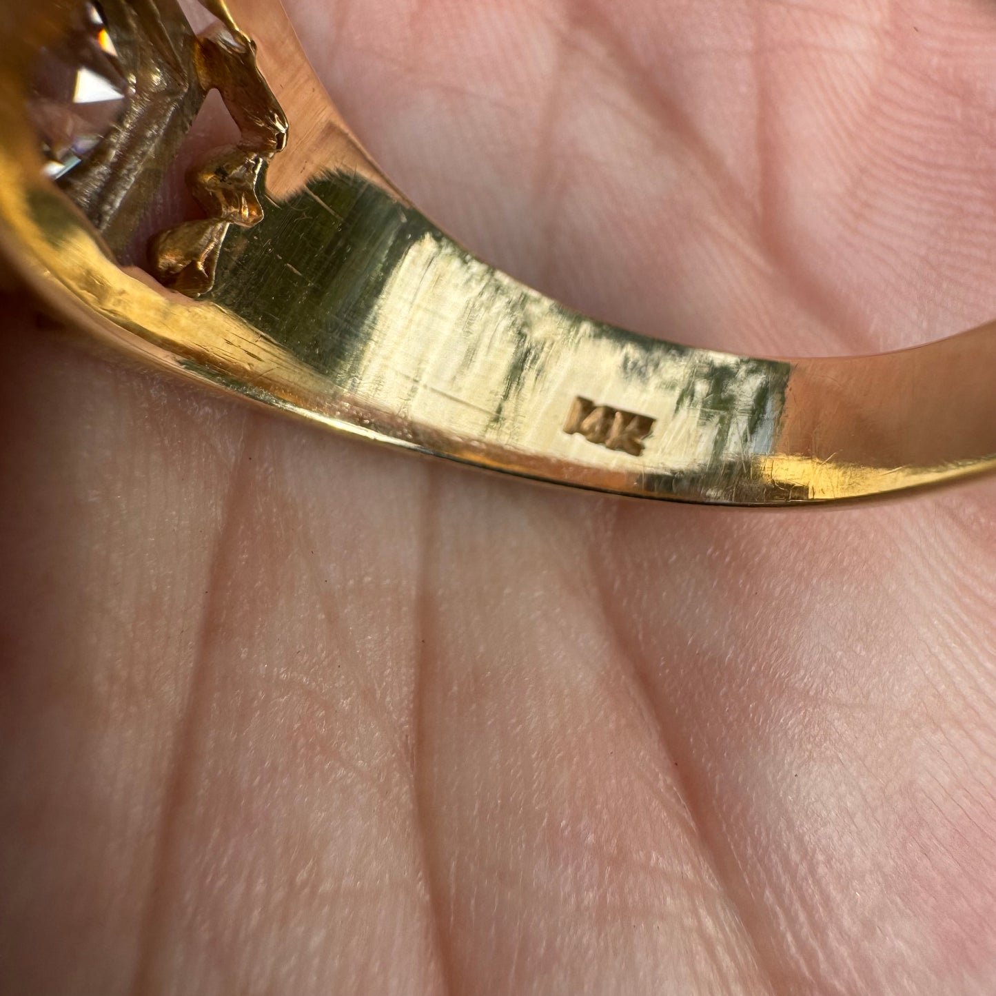 Antique Solid 14k Gold .75ct Old Euro Cut Diamond Gents Ring (10.5)