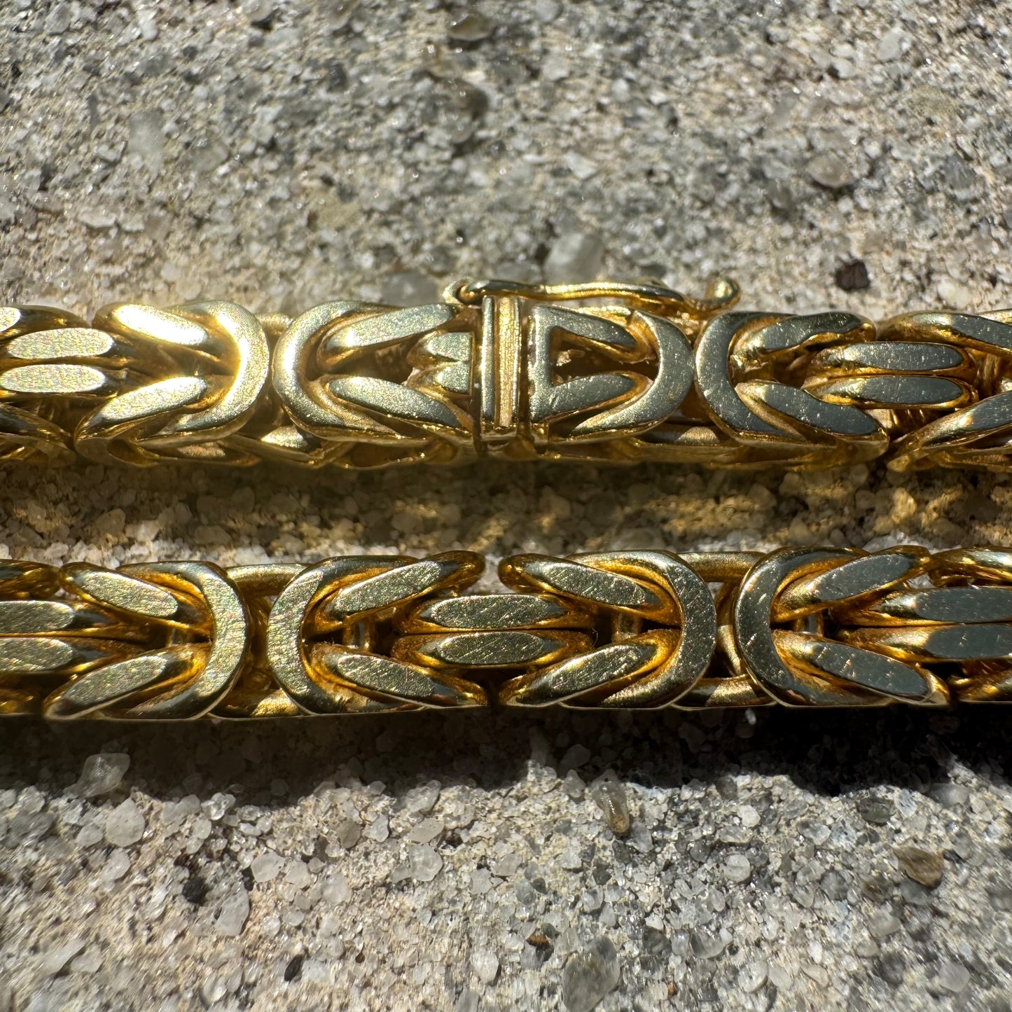 Vintage Solid 14k Yellow Gold Heavyweight Byzantine Link Necklace (20.5”)