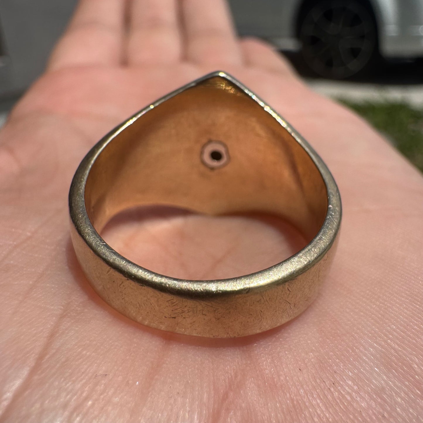 1930’s Art Deco Solid 10k Yellow Gold Nephrite Jade Natural Raw Gold Nugget Inlaid Signet Ring (11)
