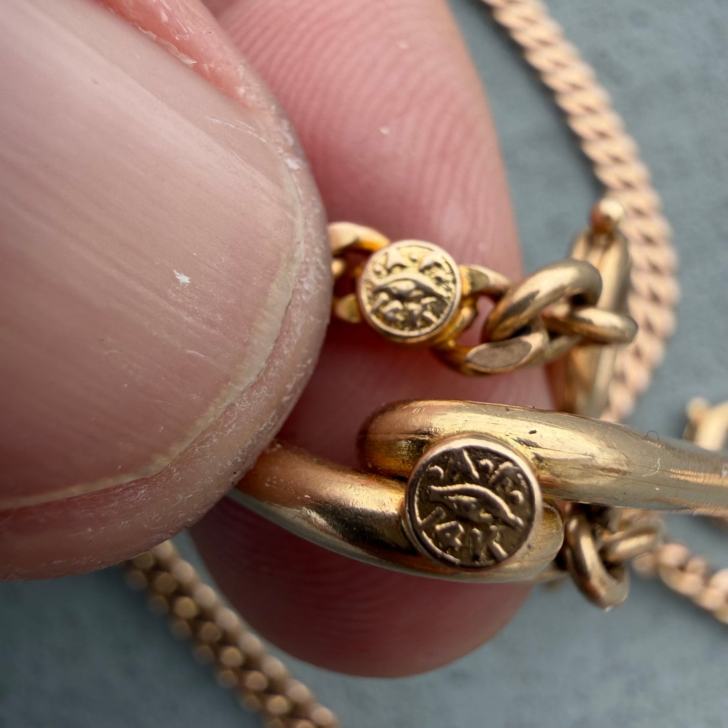 Antique Art Nouveau Solid 14k Gold Double Albert Curb Link Watch Chain Necklace (20.5”)