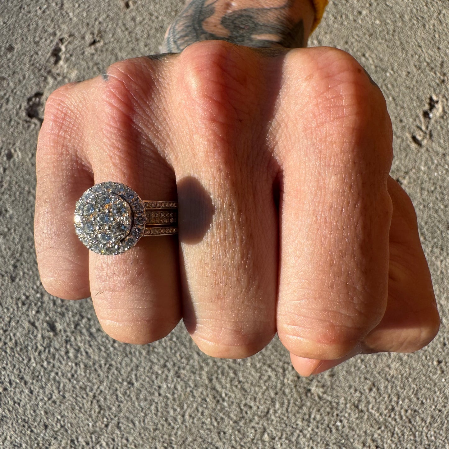 14k White Gold 2.85 Natural VS Diamond Cluster Ring (8.5)