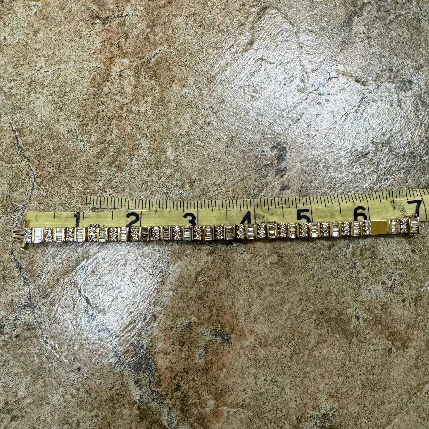Vintage 5.0CTW Natural Diamond Custom Made 14k Yellow Gold Bracelet (6.75”)