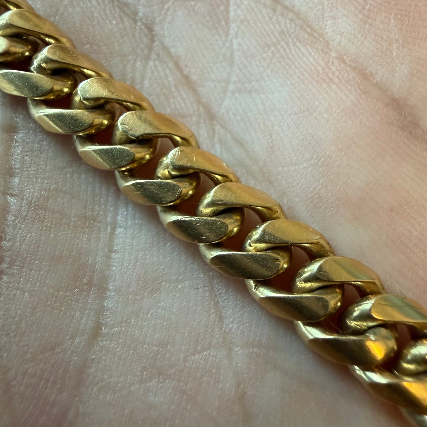 Mid-Century Solid 18k Yellow Gold Handmade Miami Cuban Link Bracelet (7.25”)