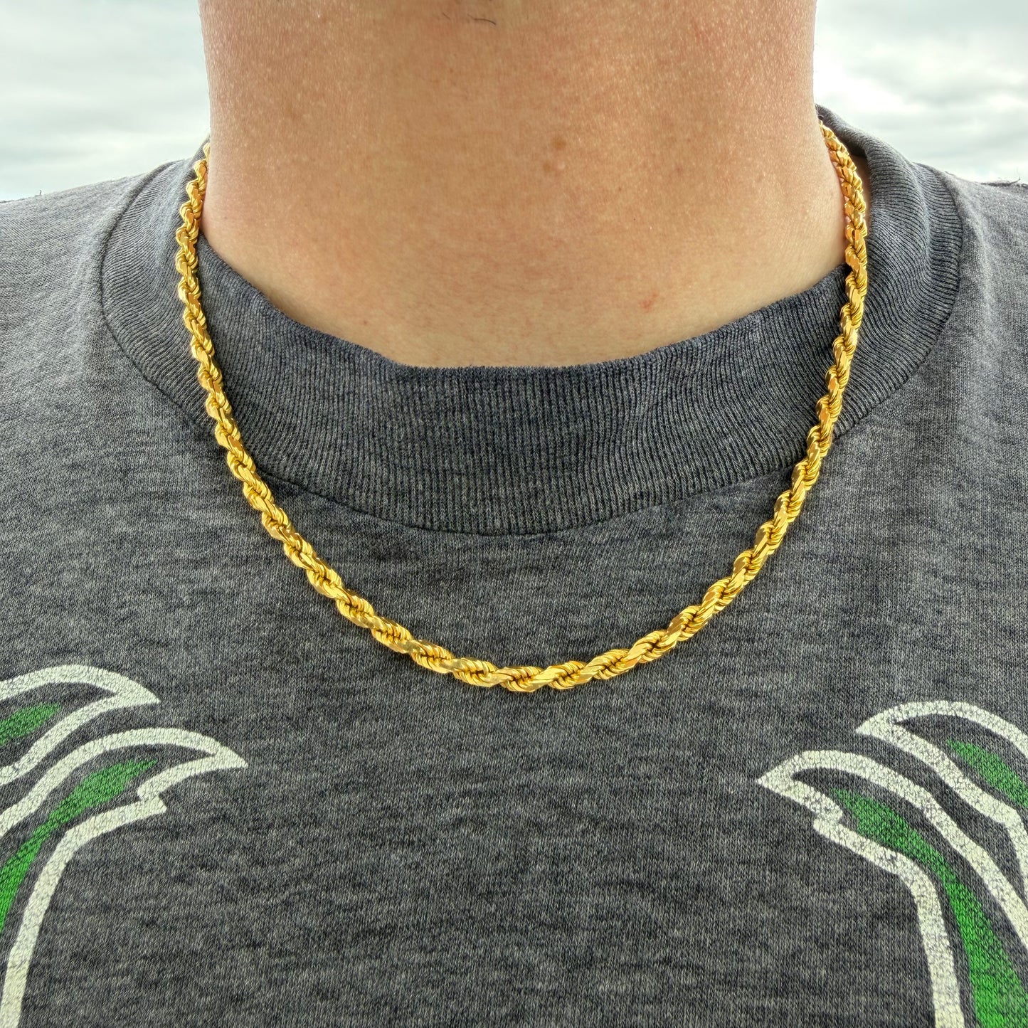 Vintage London Hallmarked Solid 22k Yellow Gold Diamondcut Rope Chain Necklace (18.5”)