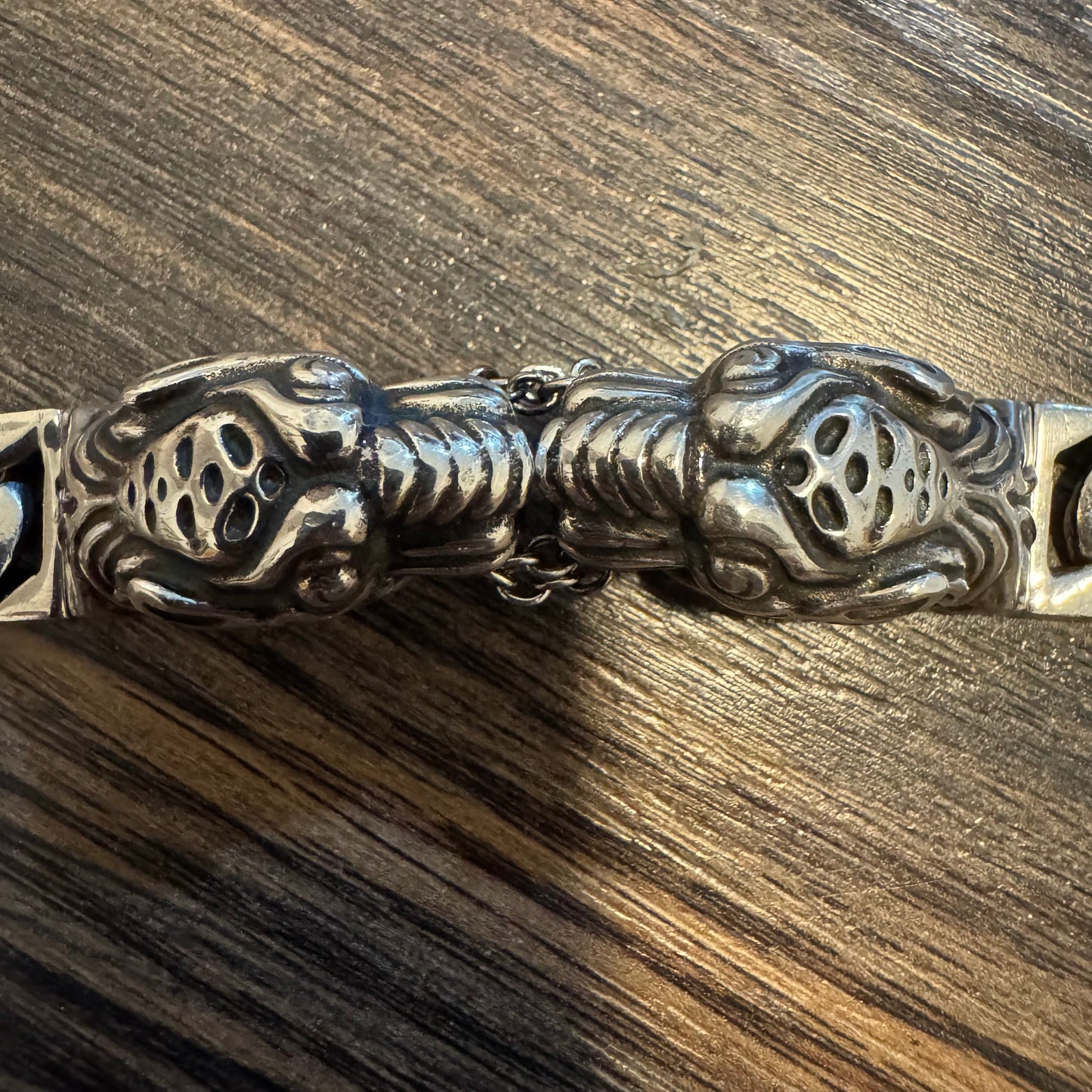 Gucci Solid Sterling/.925 Double Tiger Cuban Link Bracelet (Size:16/6.75”)