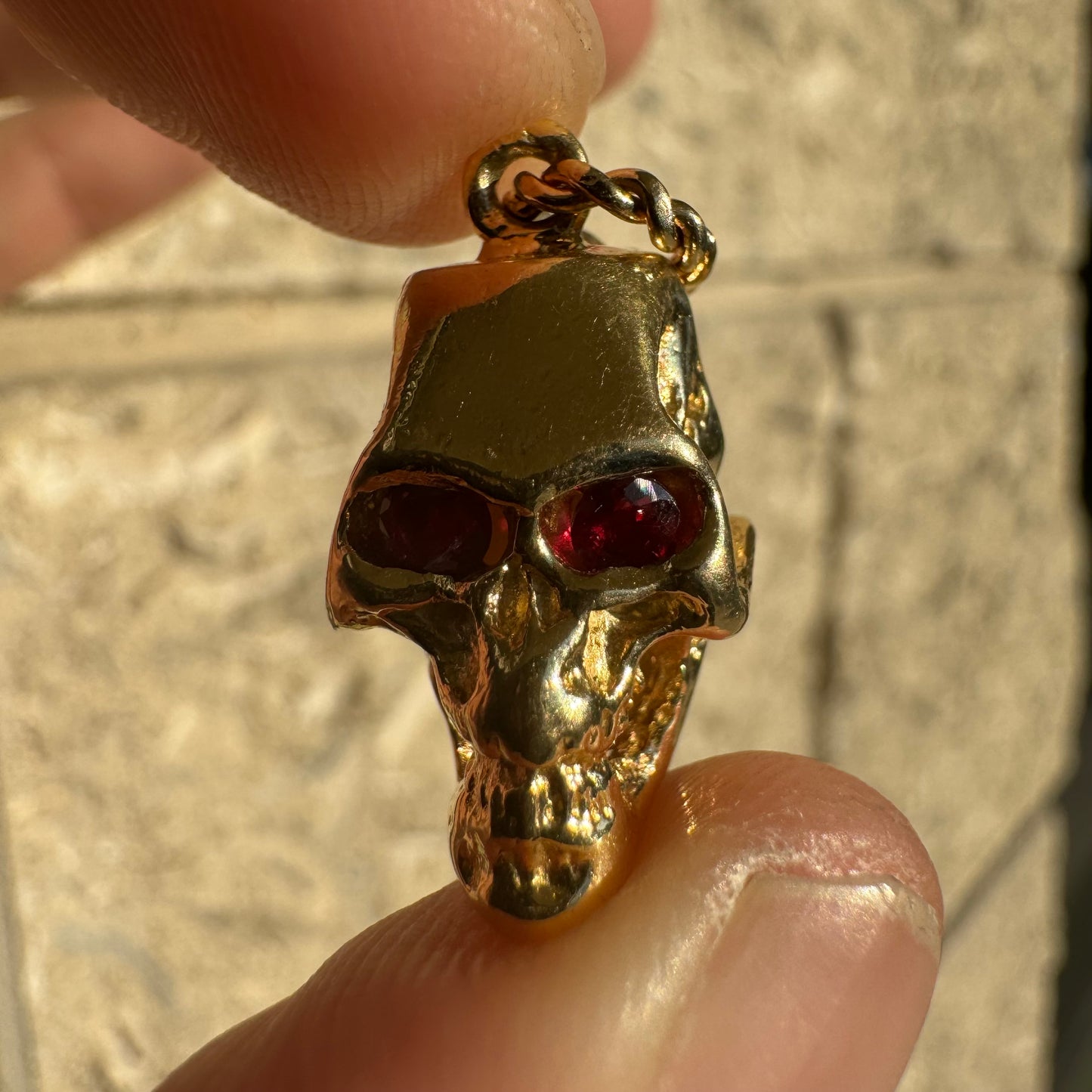 Custom 18k Yellow Gold Reaper Deaths Head Skull Pendant