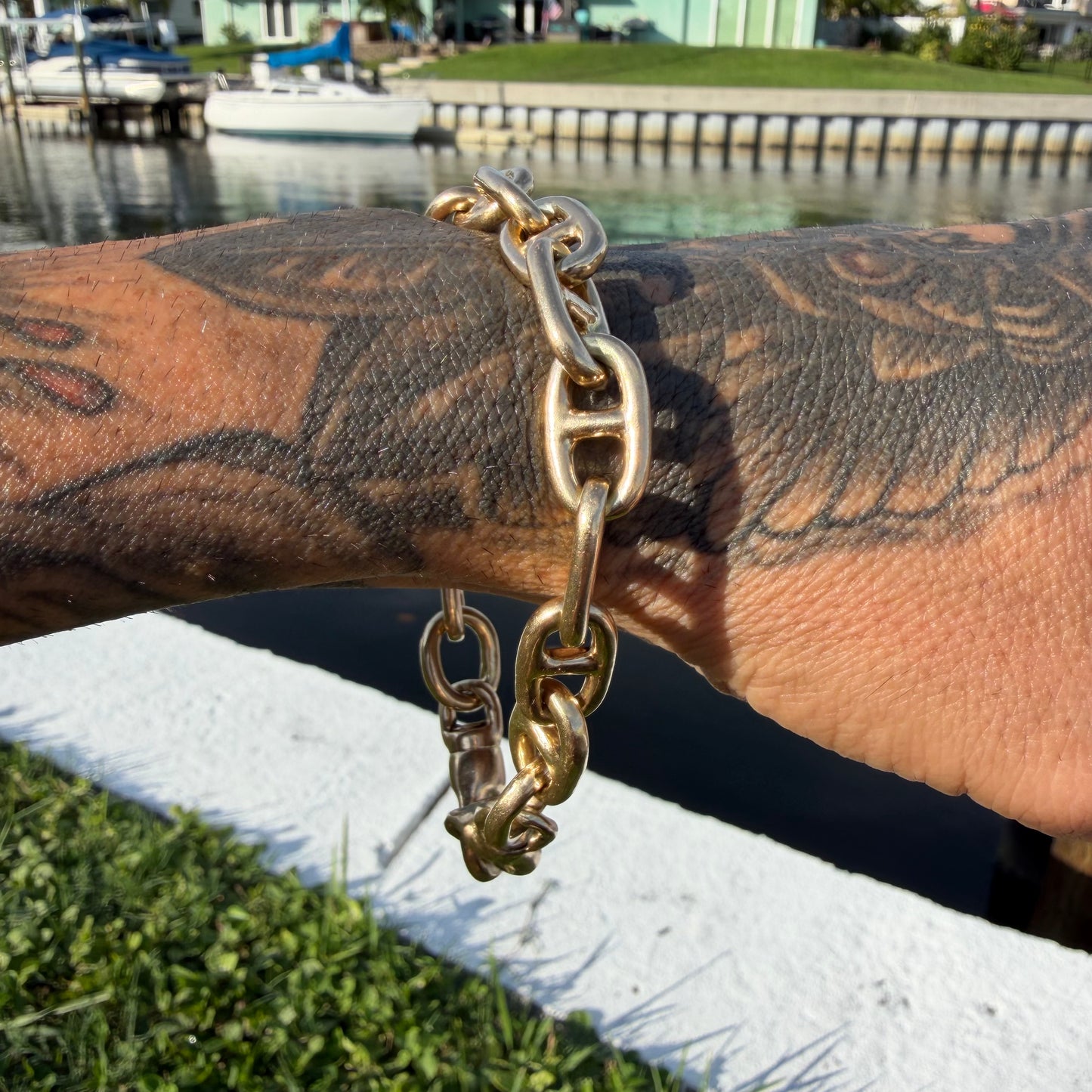 1970’s Super Heavyweight Solid 14k Yellow Gold Chunky Chaine D’ Ancre Mariner Link Bracelet (9.5”)