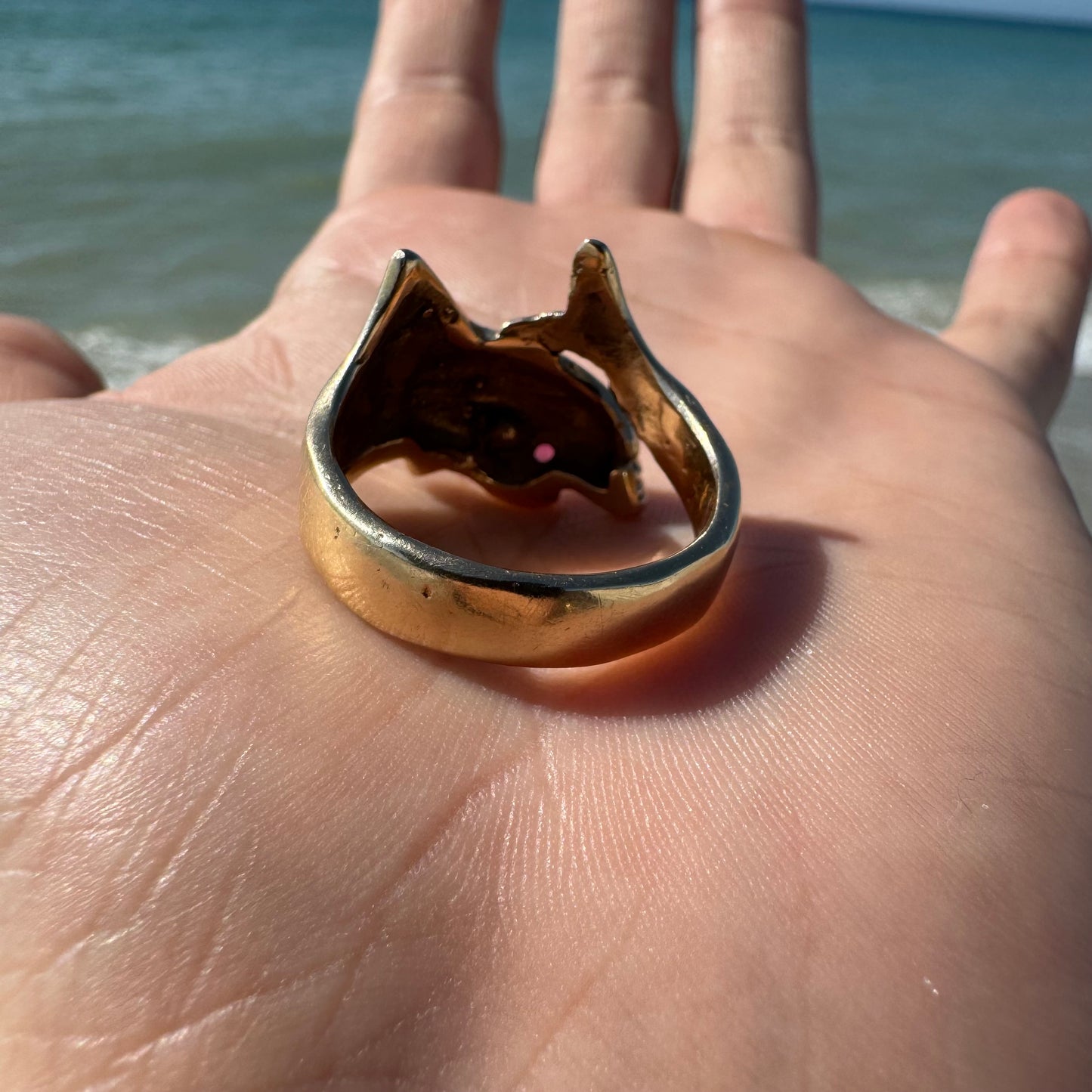 Vintage Custom 14k Yellow Gold Shark Ring (11.5)