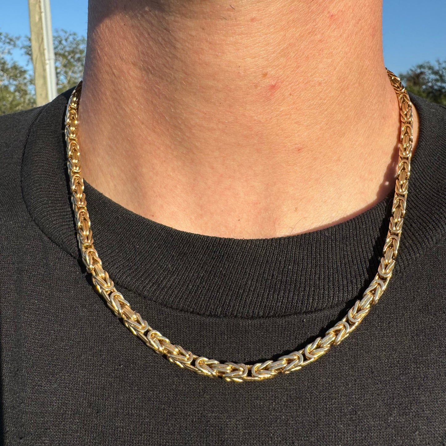 Vintage Sold 14k Yellow Gold Heavyweight Classic Byzantine Link Necklace (19”)