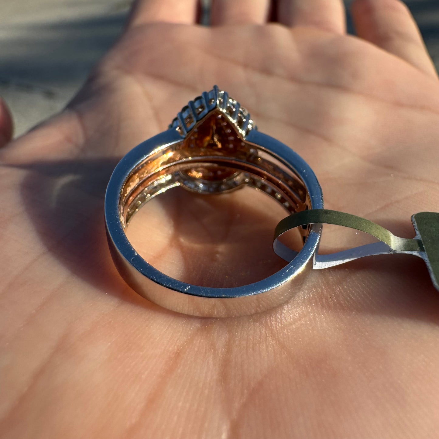 Brand New 14k White/Rose Gold 1.38CTW Natural VS Pink Pear And White Diamond Halo Ring (8)