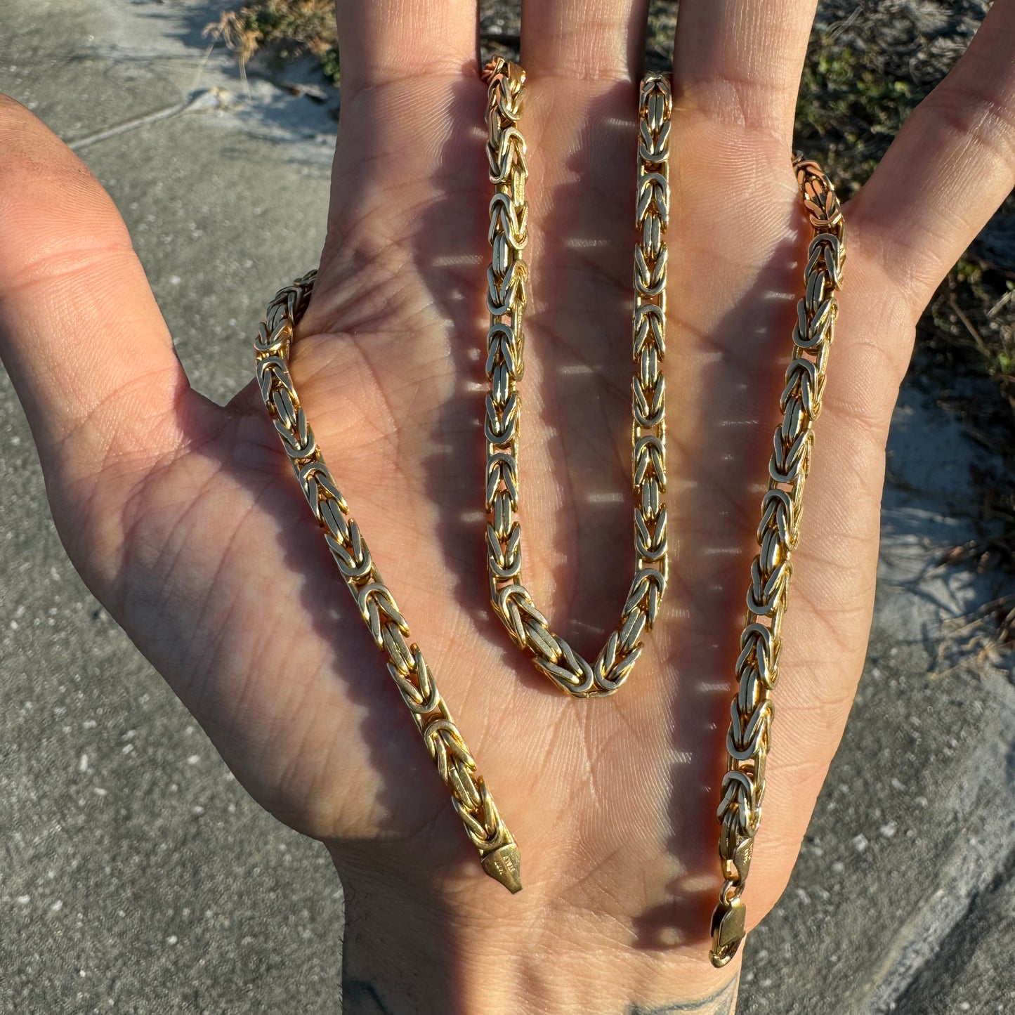 Vintage Sold 14k Yellow Gold Heavyweight Classic Byzantine Link Necklace (19”)