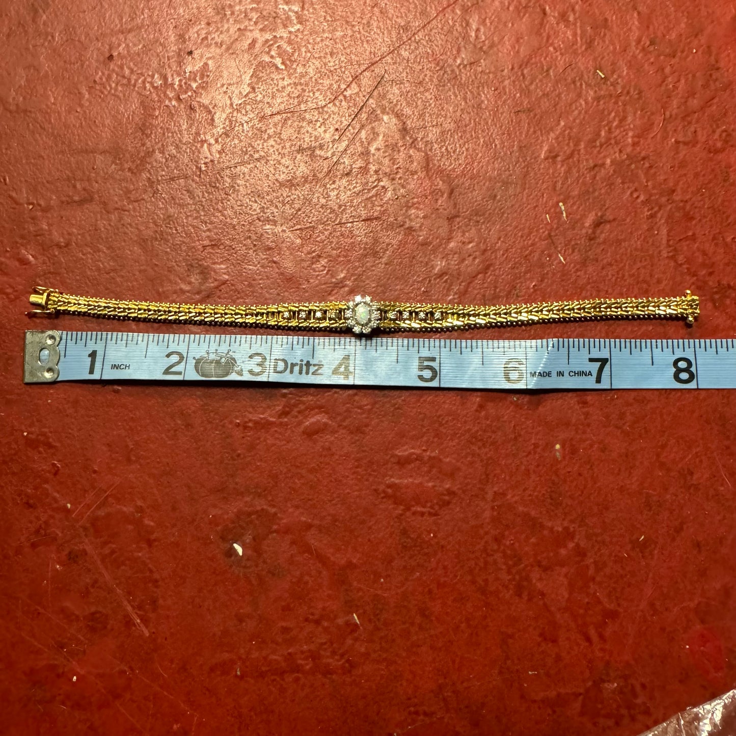 Vintage Solid 18k Diamond And Opal Bracelet