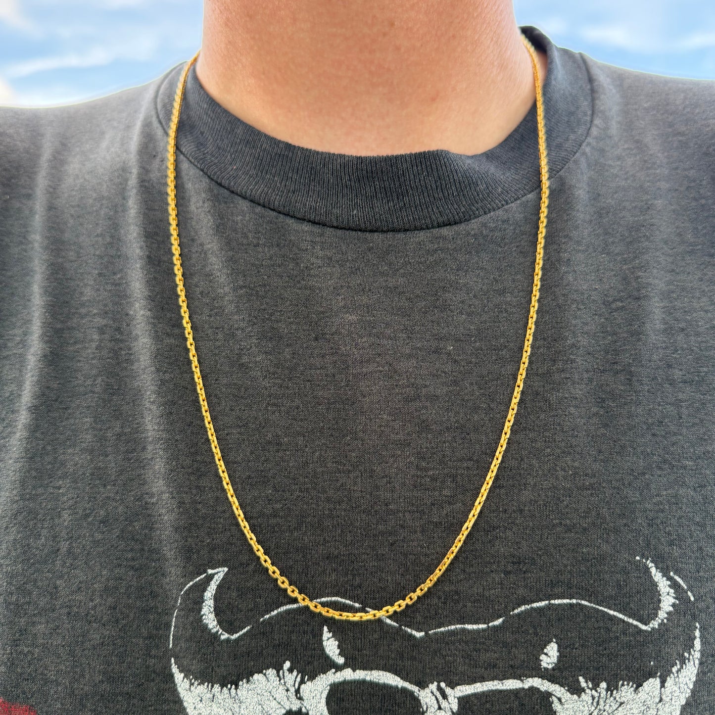 Vintage Solid 22k Yellow Gold Anchor Link Baht Chain Necklace (25.5”)